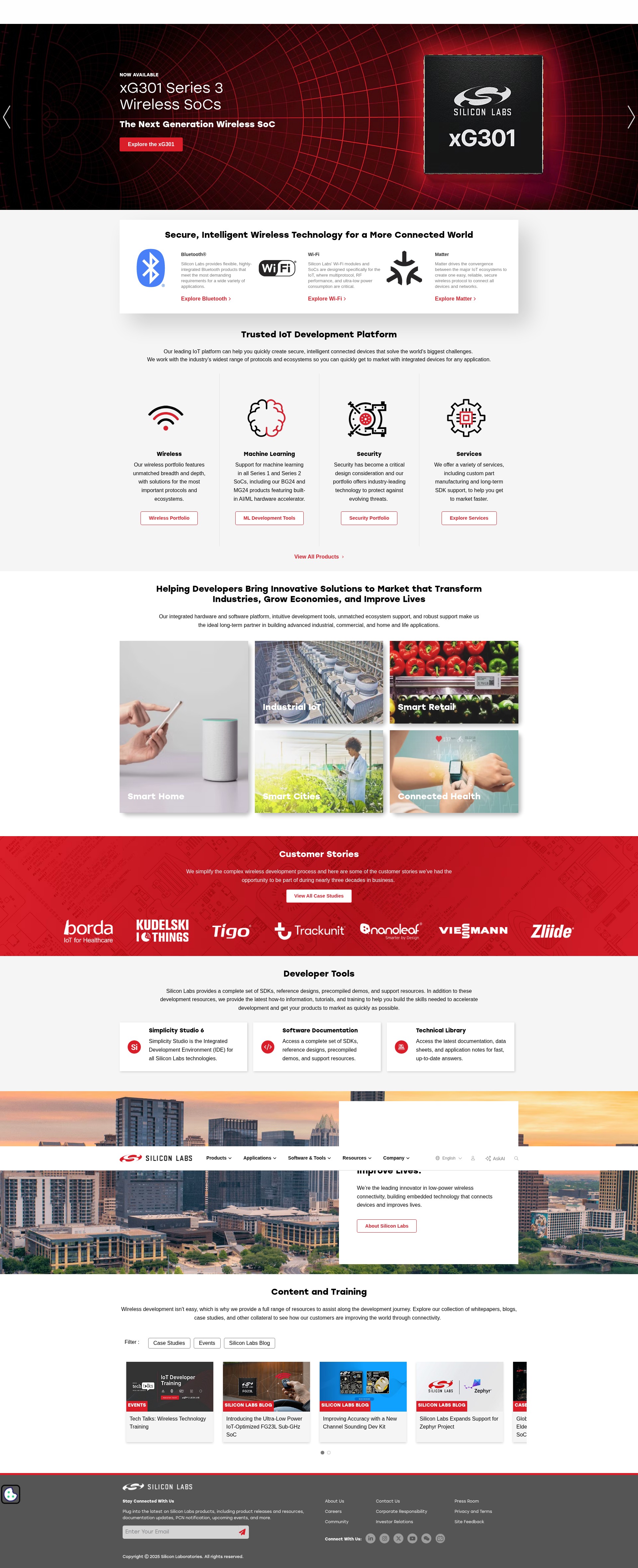 Screenshot of silabs.com