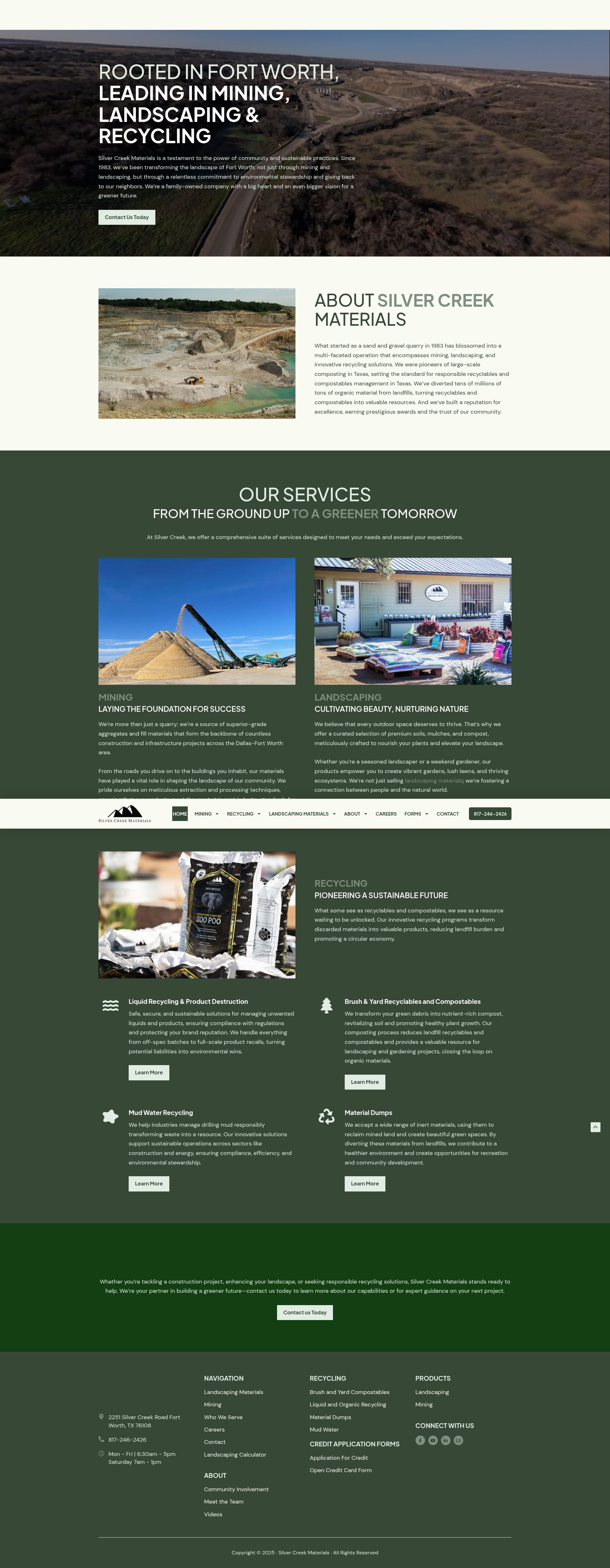 Screenshot of silvercreekmaterials.com