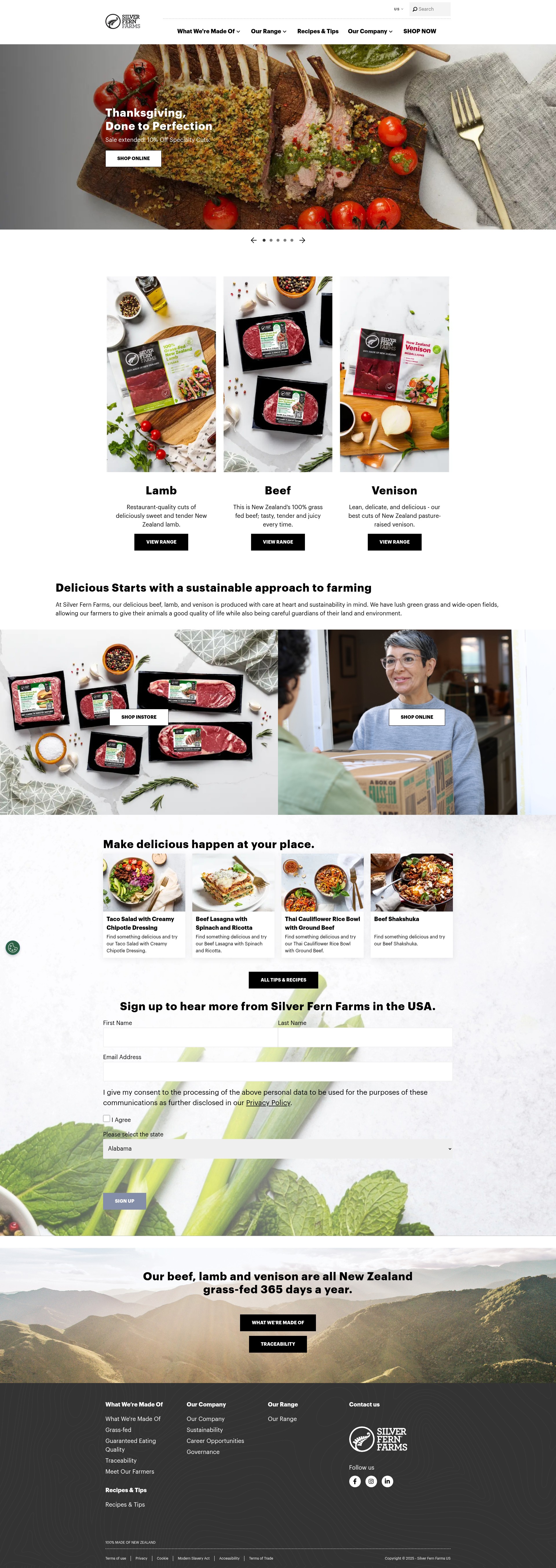 Screenshot of silverfernfarms.com