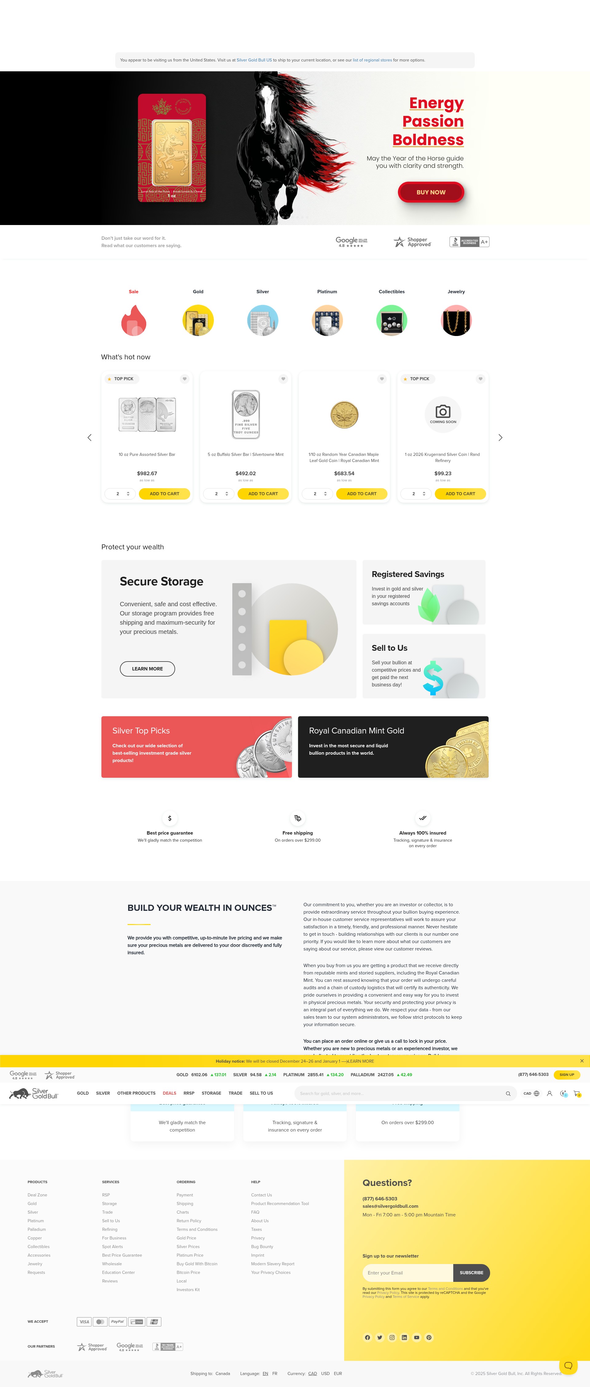Screenshot of silvergoldbull.ca