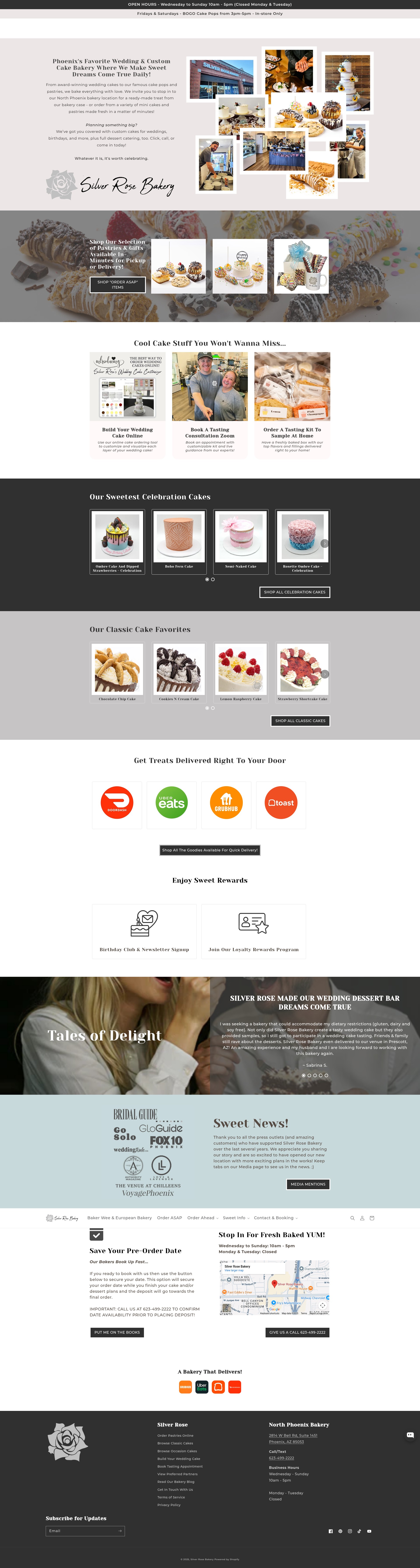 Screenshot of silverrosebakery.com