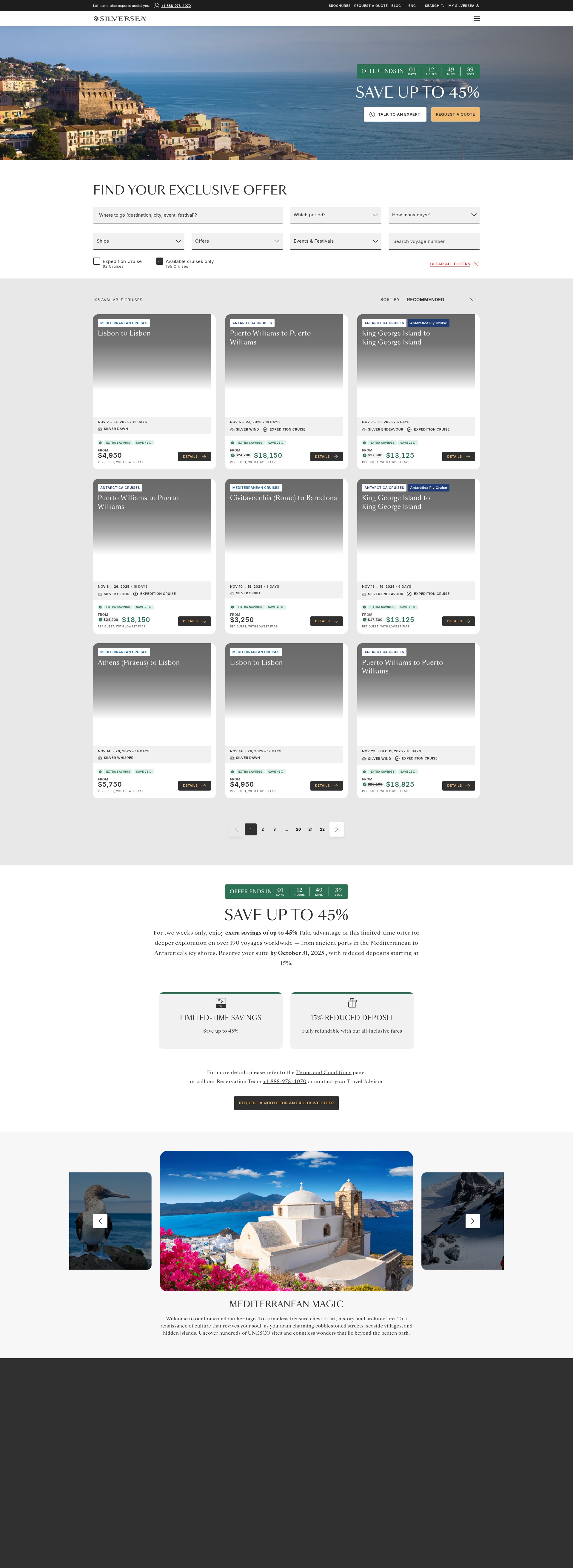 Screenshot of silversea.com