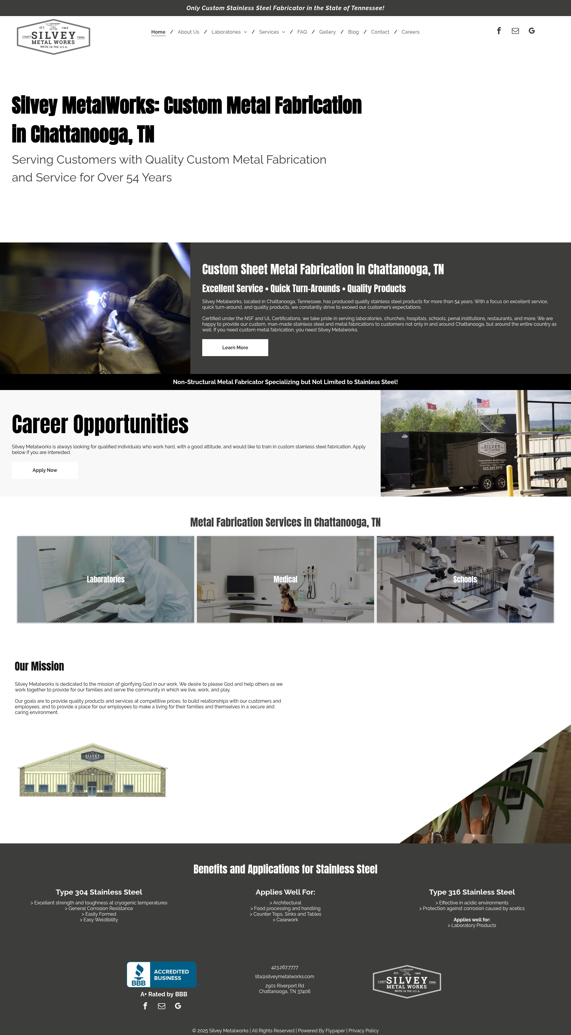 Screenshot of silveymetalworks.com