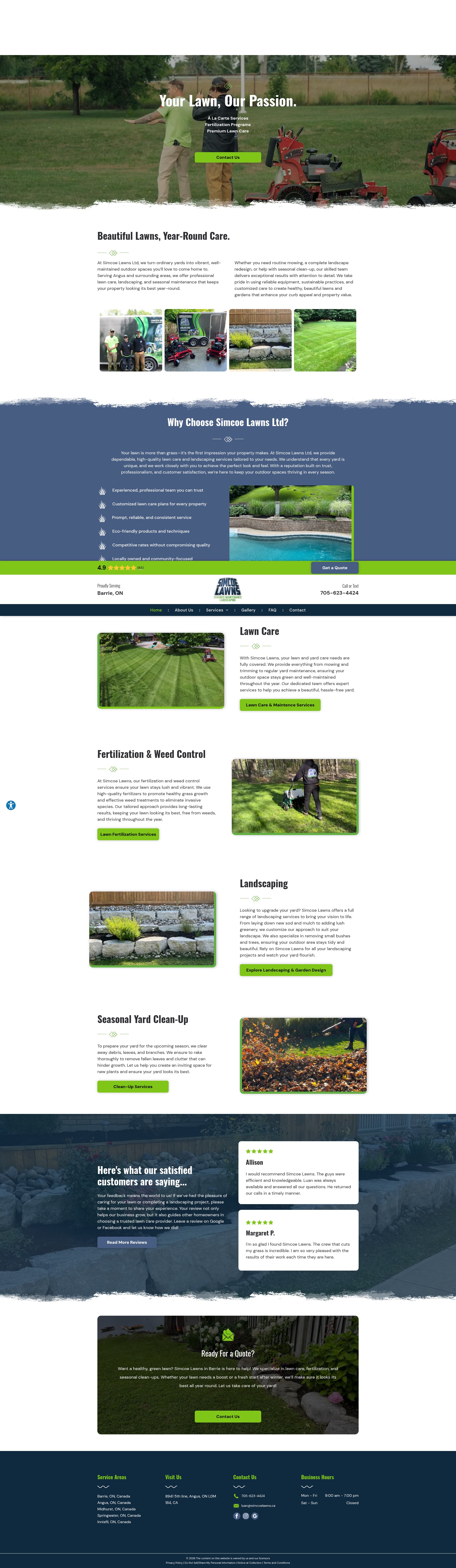 Screenshot of simcoelawns.ca