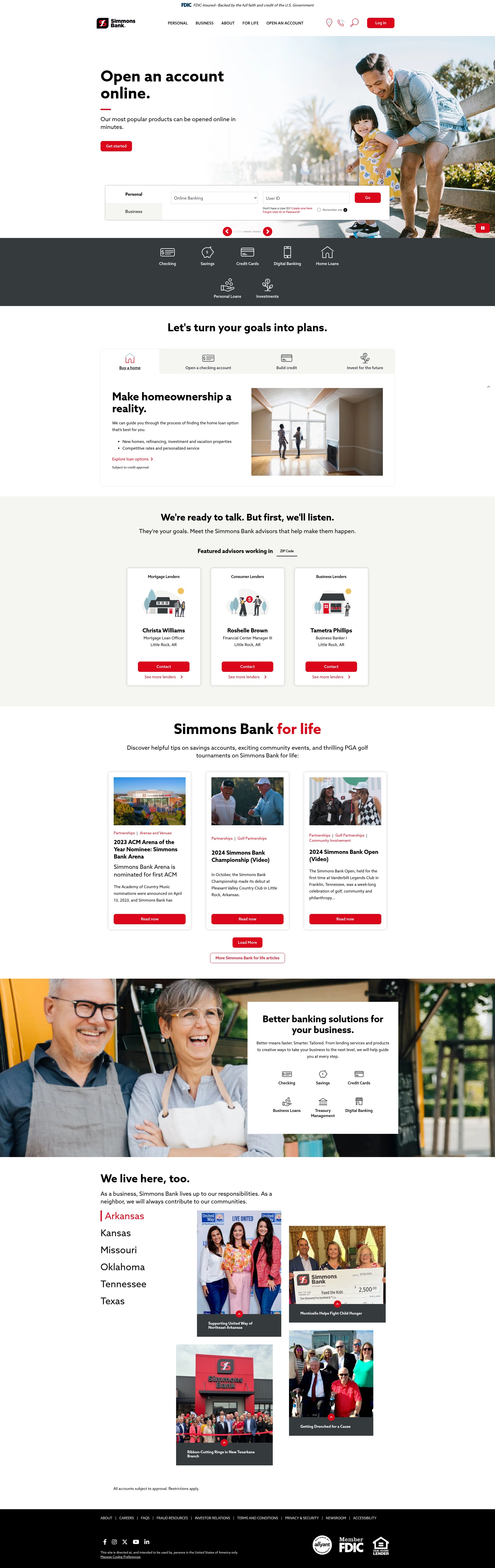 Screenshot of simmonsbank.com