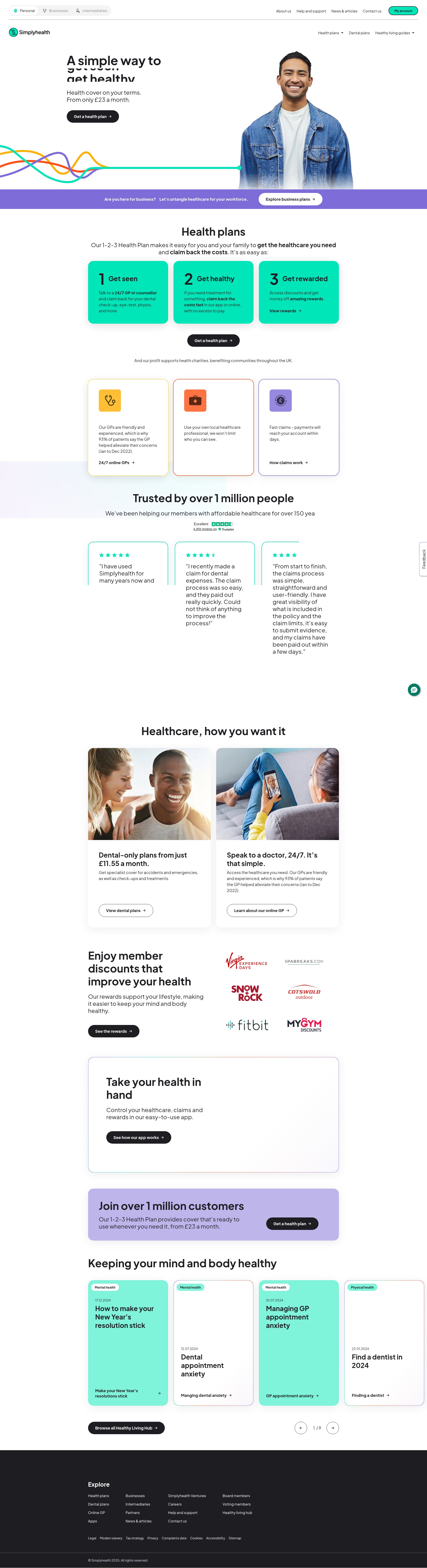 Screenshot of simplyhealth.co.uk