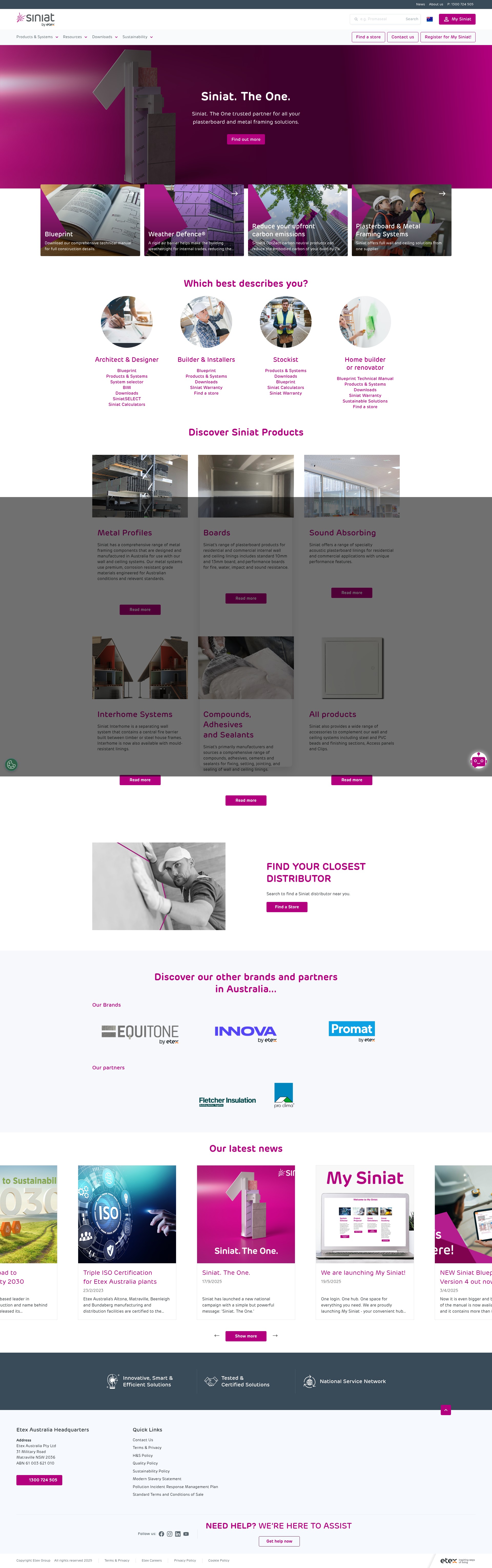 Screenshot of siniat.com.au