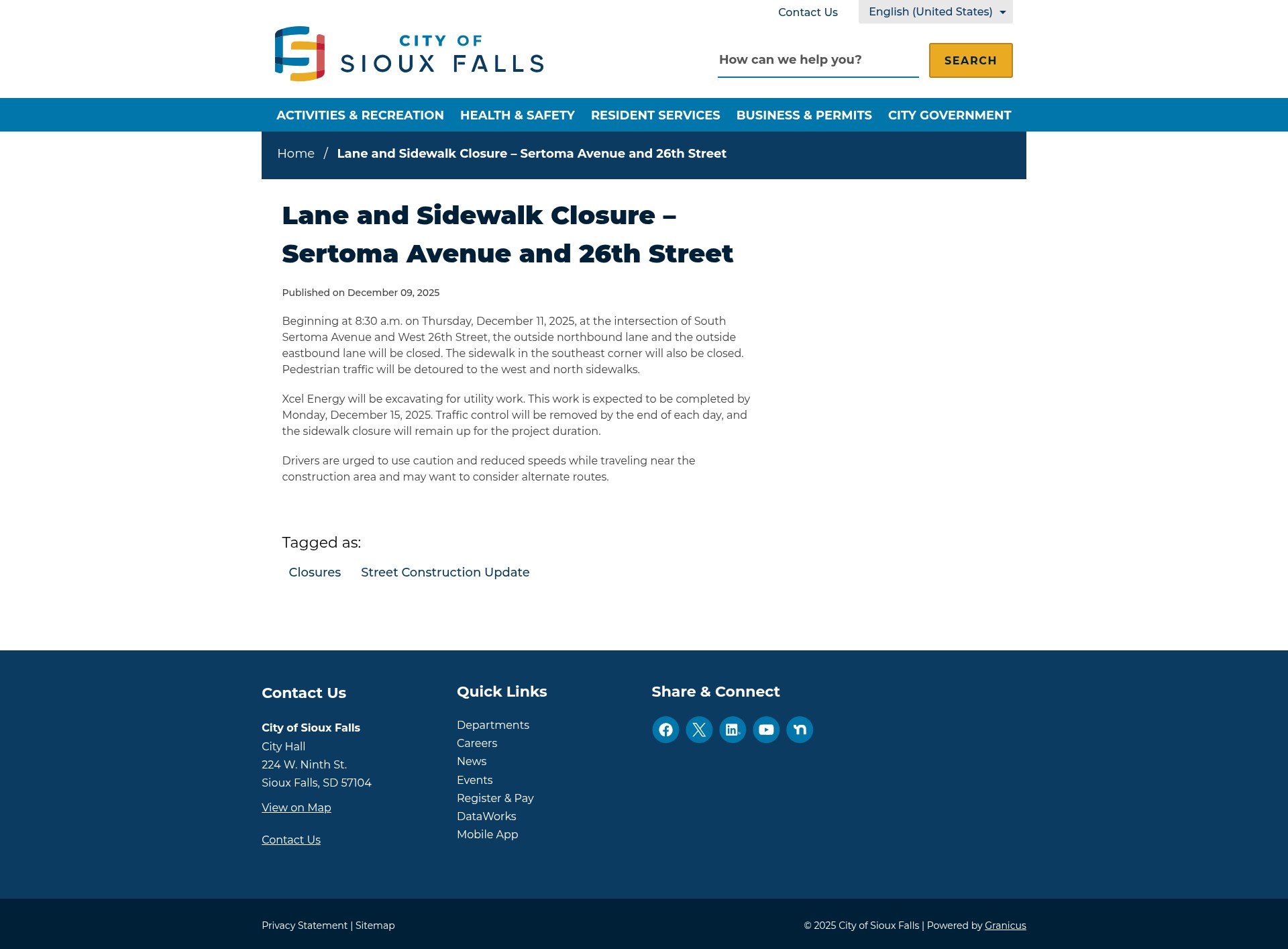 Screenshot of siouxfalls.gov