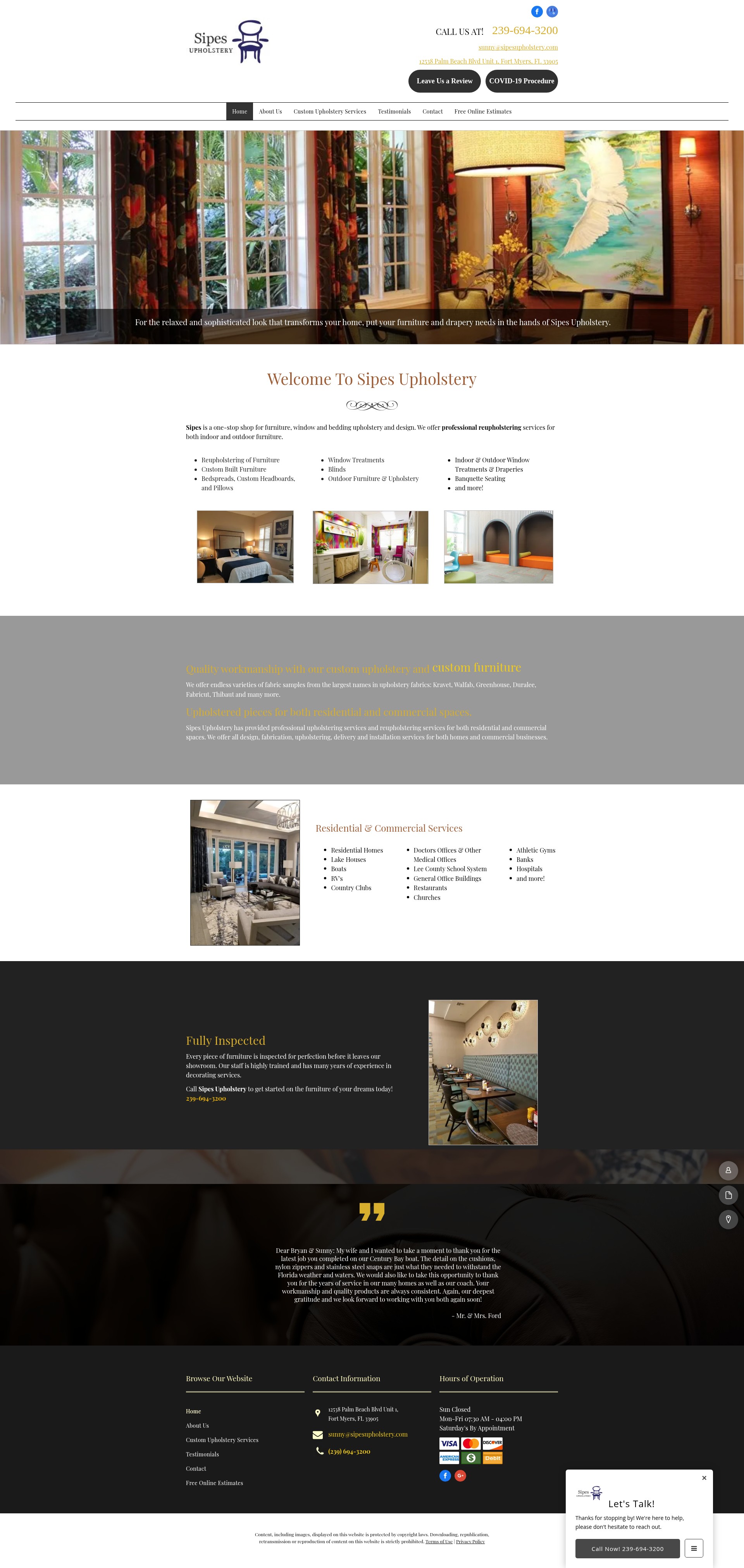 Screenshot of sipesupholstery.net