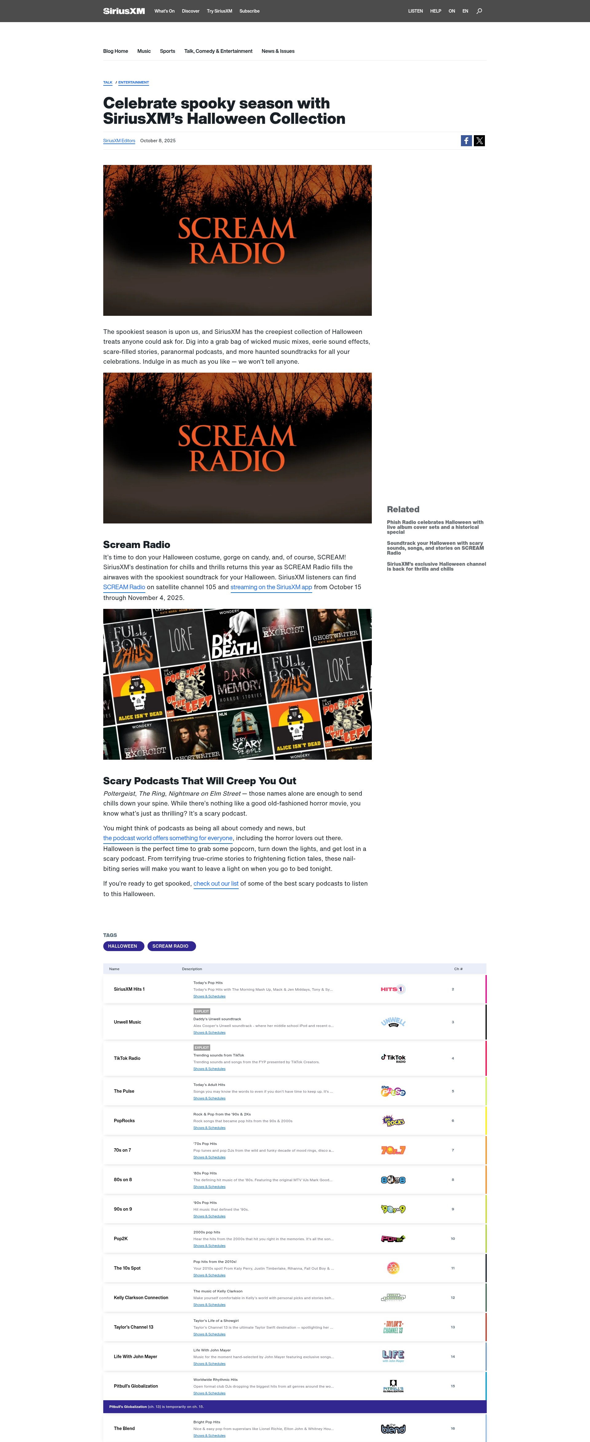 Screenshot of siriusxm.ca