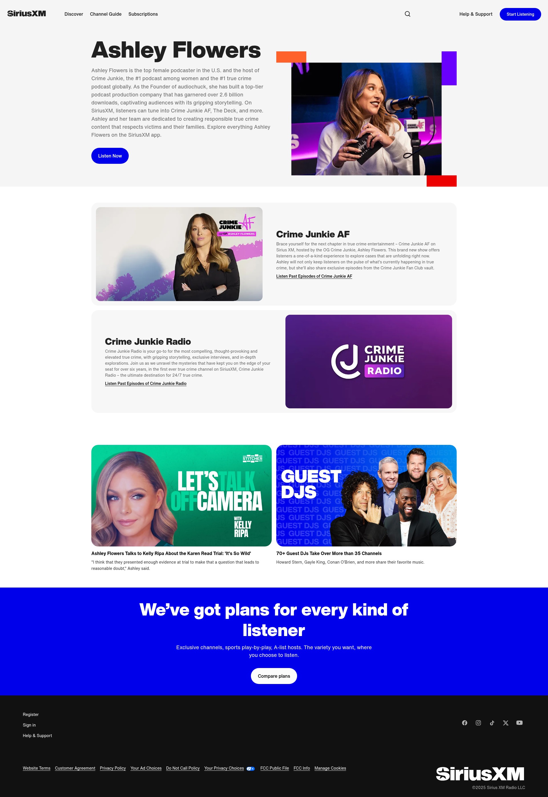 Screenshot of siriusxm.com