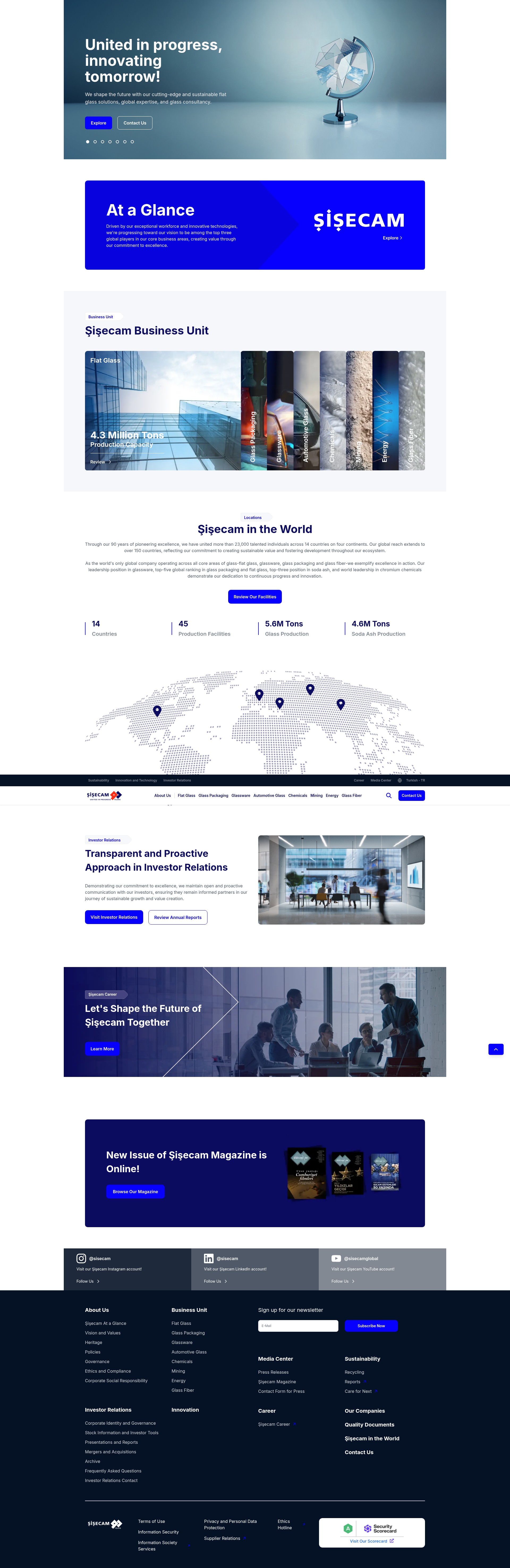 Screenshot of sisecam.com