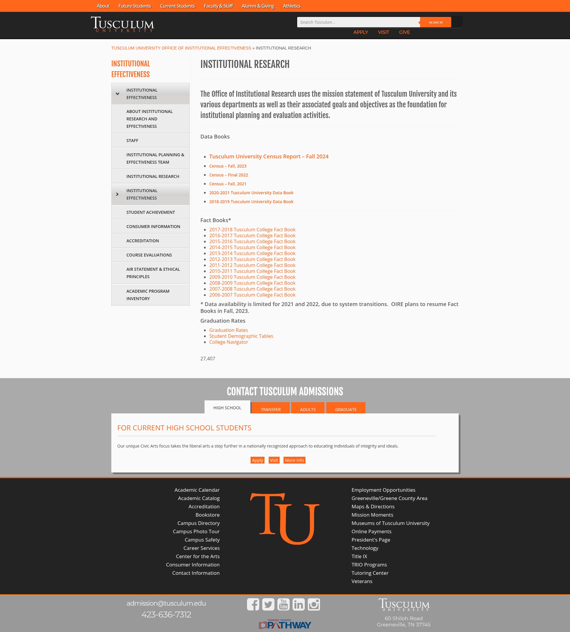 Screenshot of site.tusculum.edu