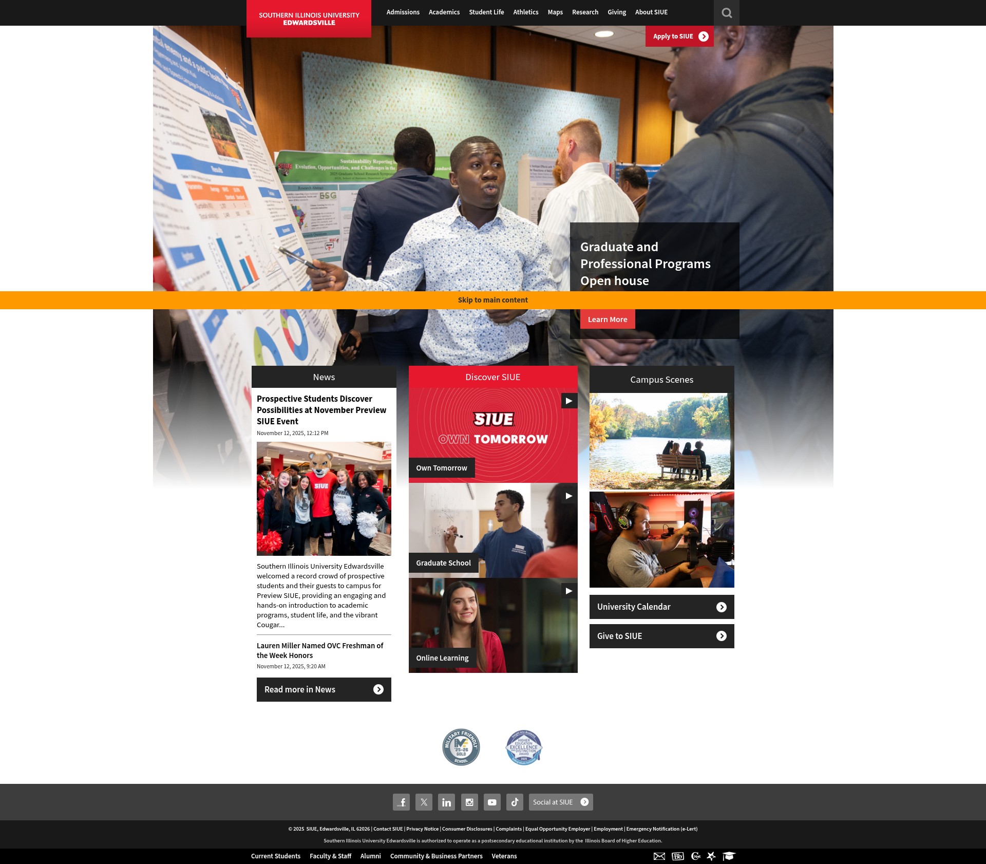 Screenshot of siue.edu