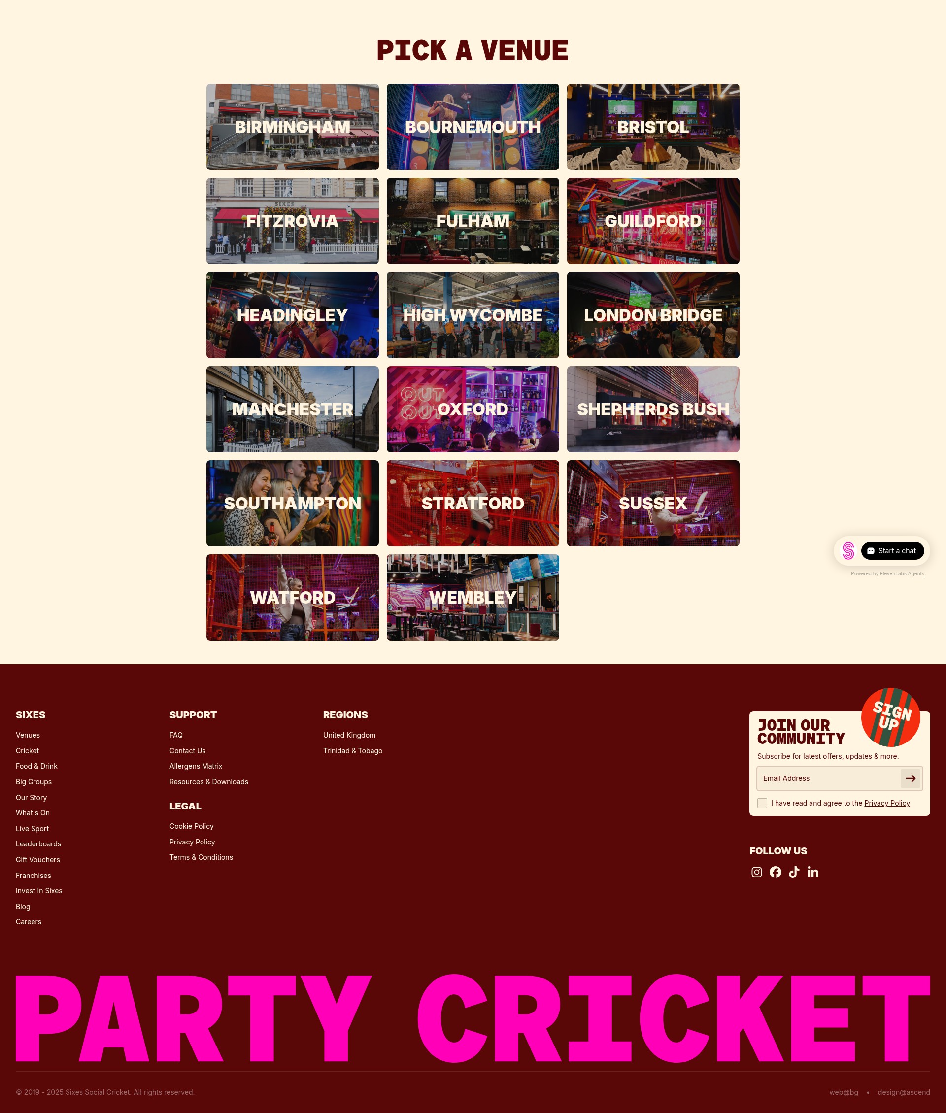 Screenshot of sixescricket.com
