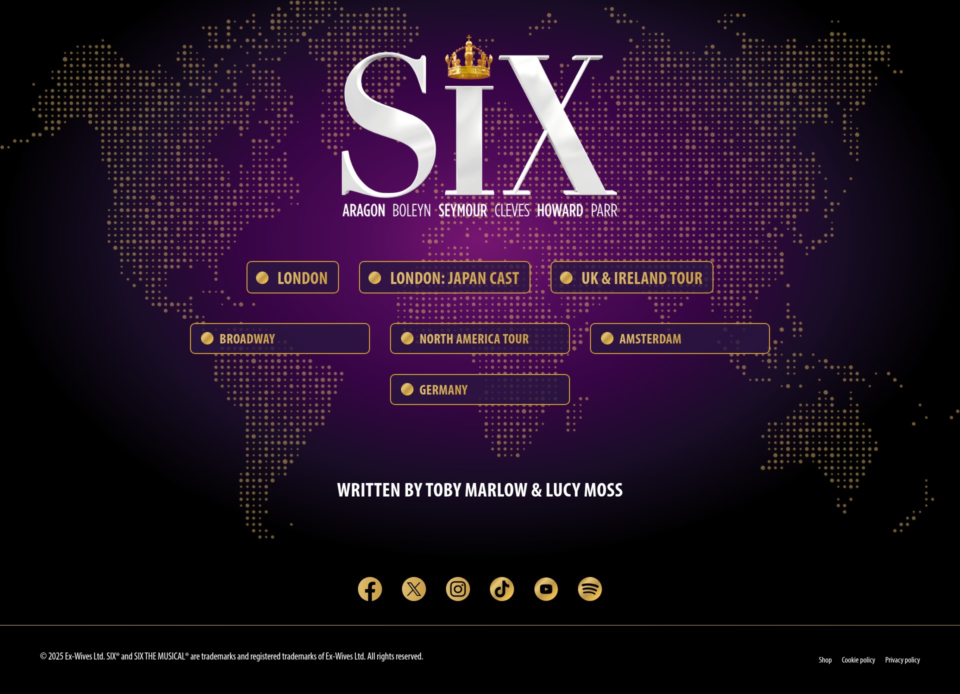 Screenshot of sixthemusical.com