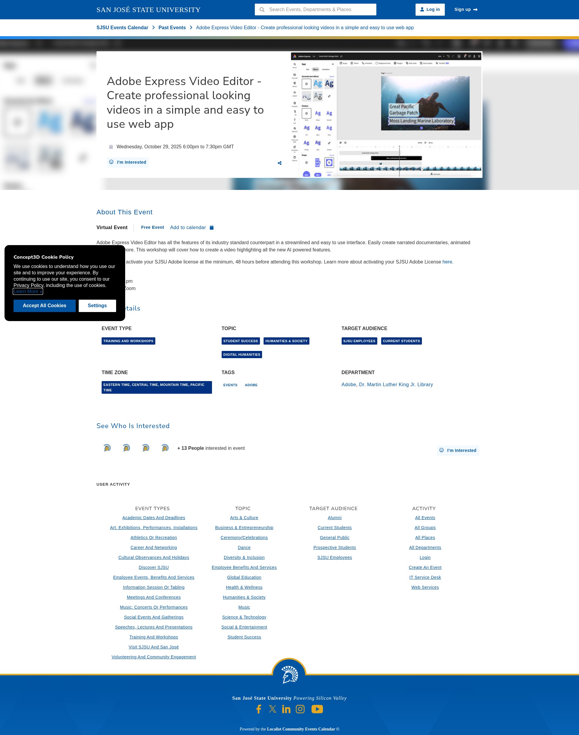 Screenshot of sjsu.edu