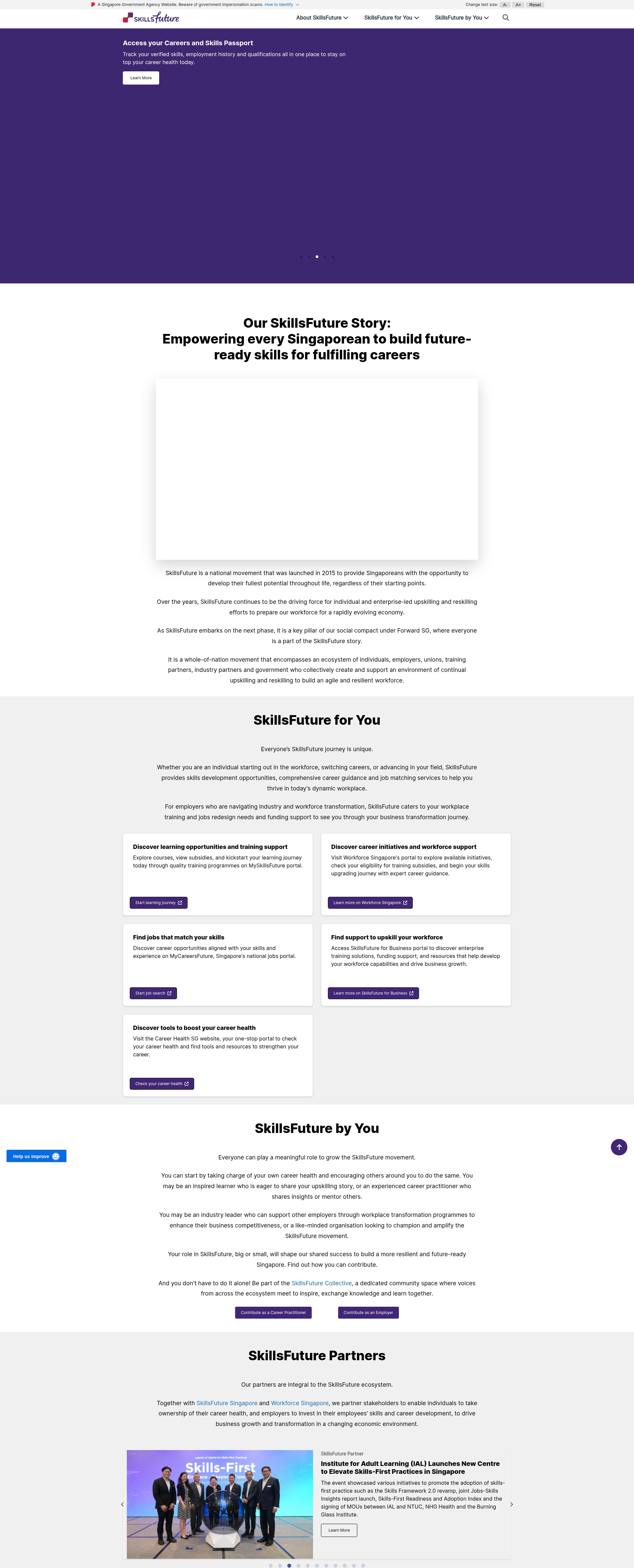 Screenshot of skillsfuture.gov.sg