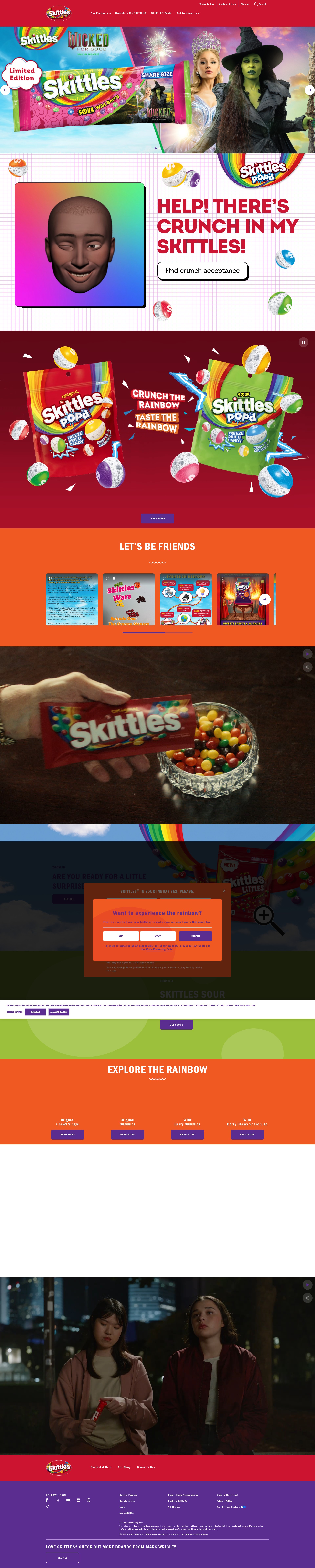 Screenshot of skittles.com