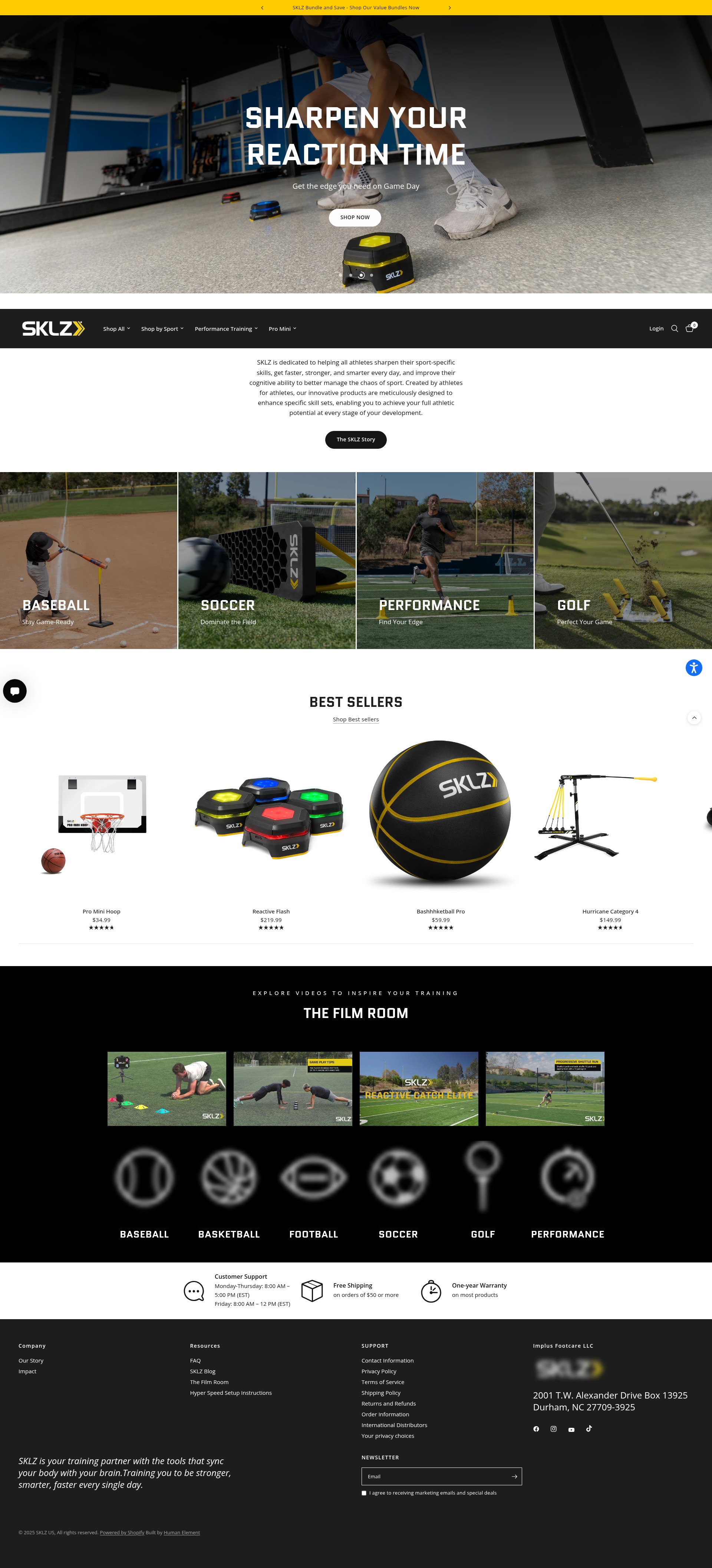 Screenshot of sklz.com