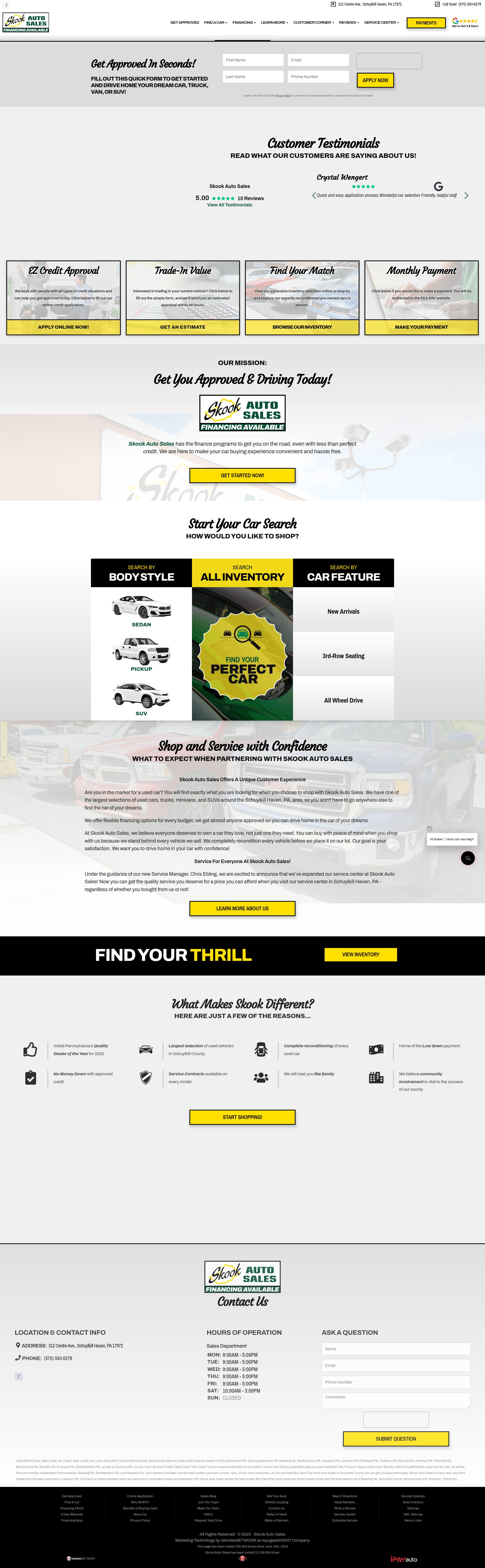 Screenshot of skookautosales.com