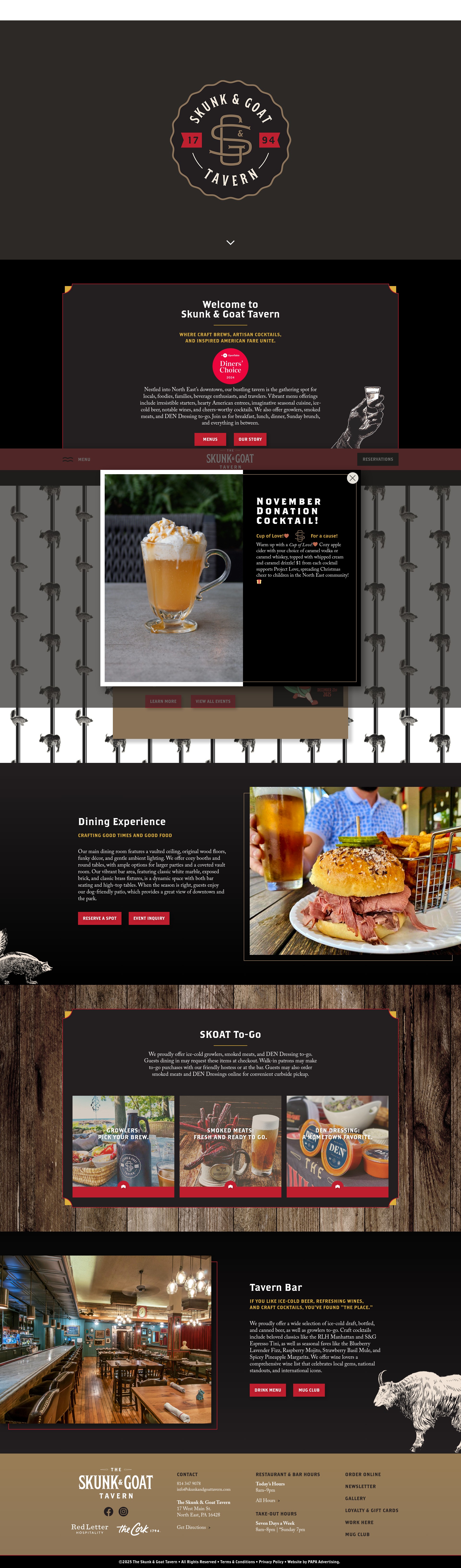 Screenshot of skunkandgoattavern.com
