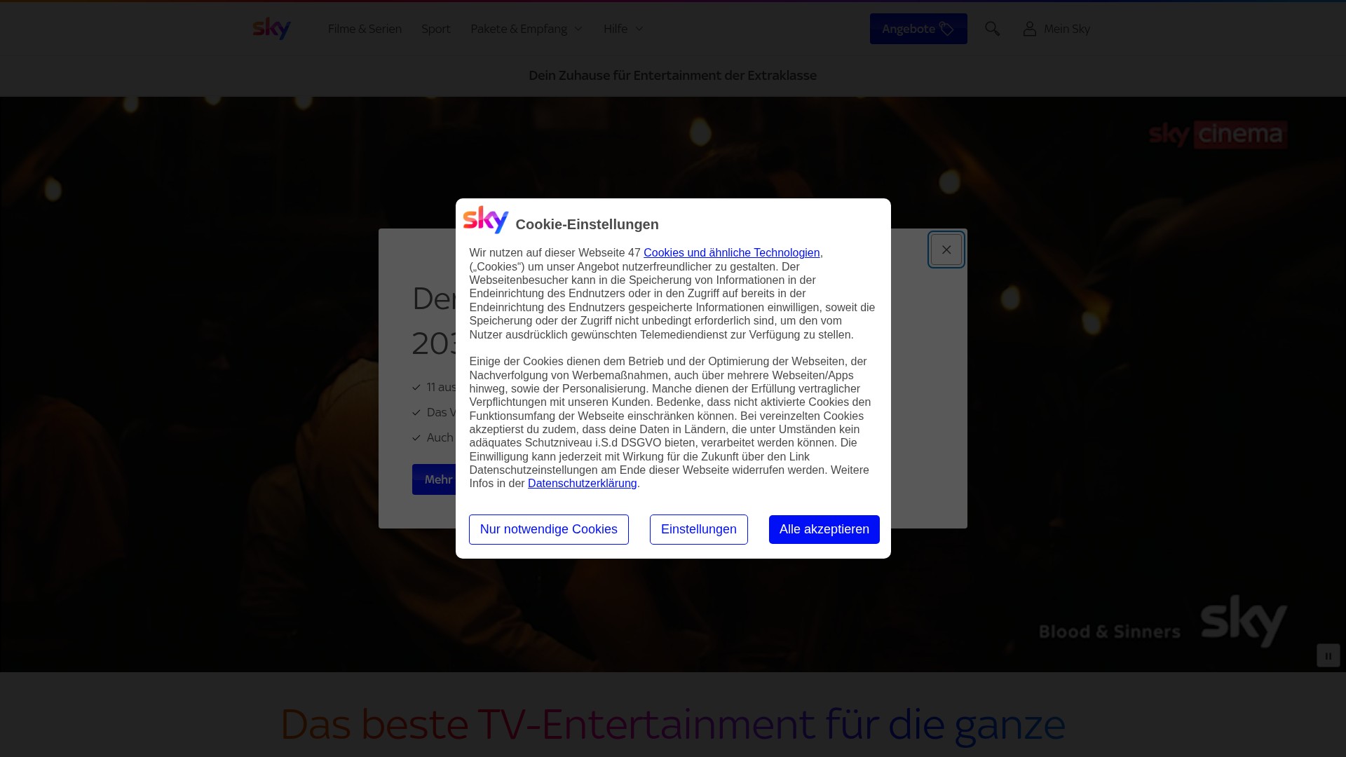 Screenshot of sky.at
