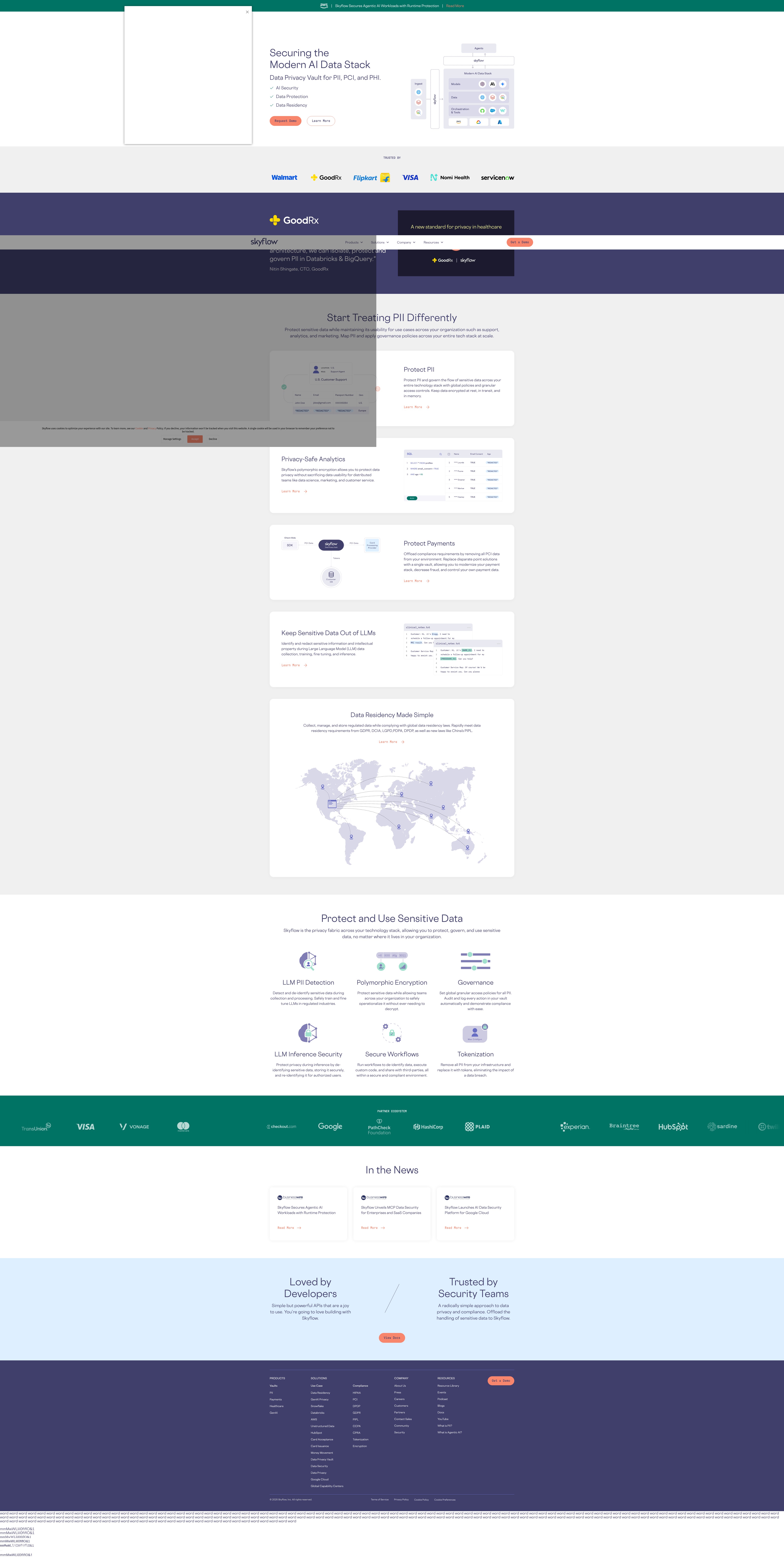Screenshot of skyflow.com