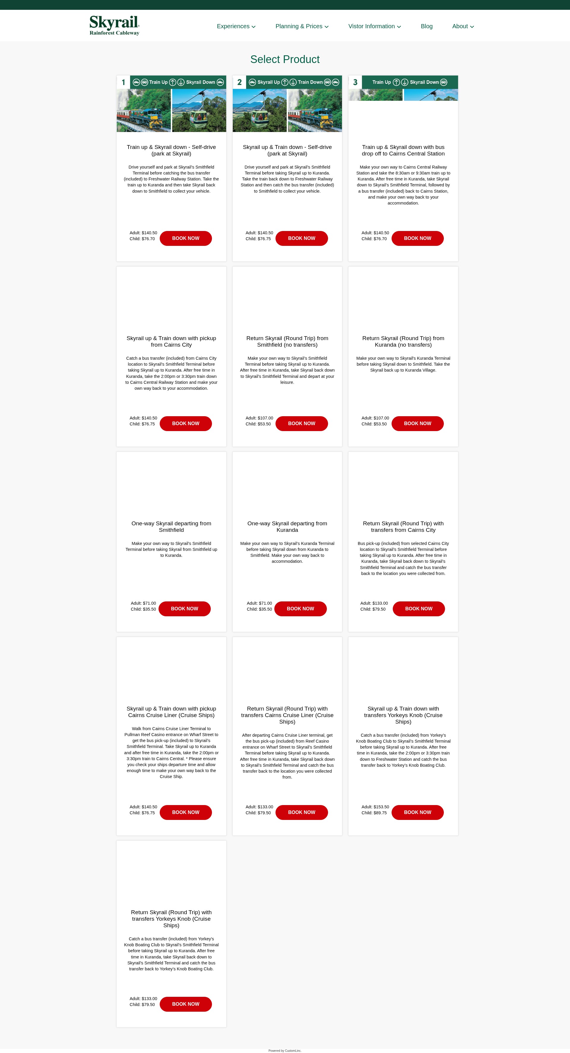 Screenshot of skyrail.com.au