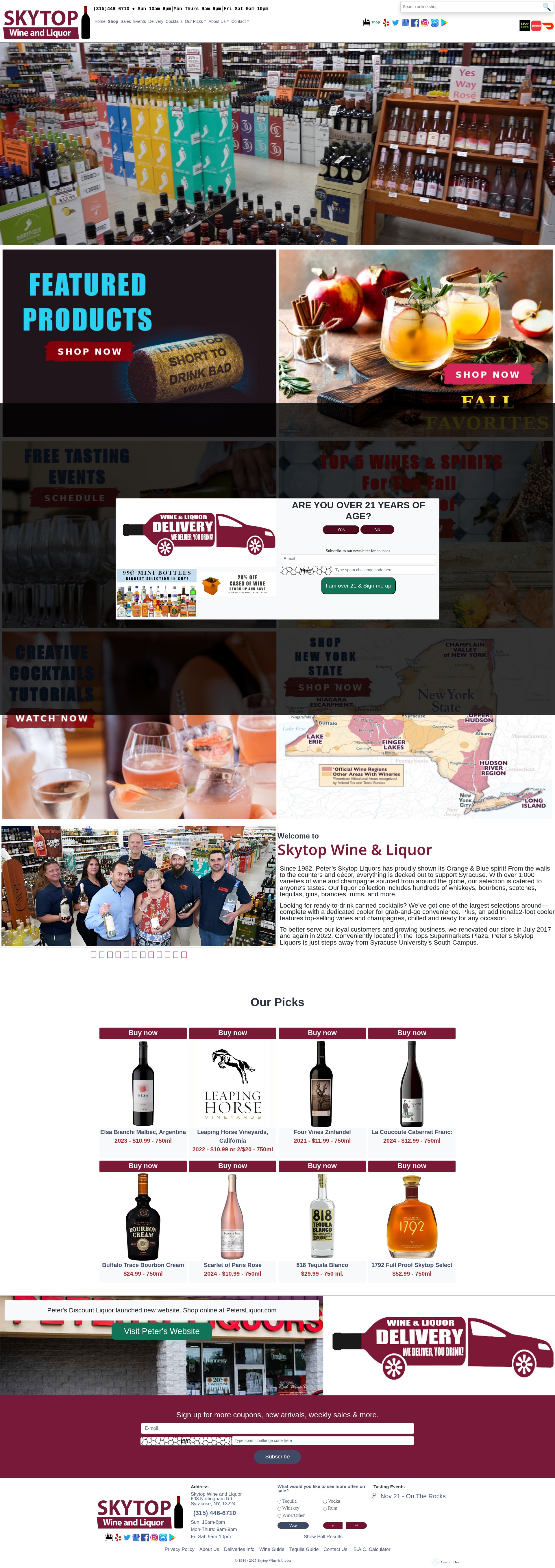 Screenshot of skytopliquors.com