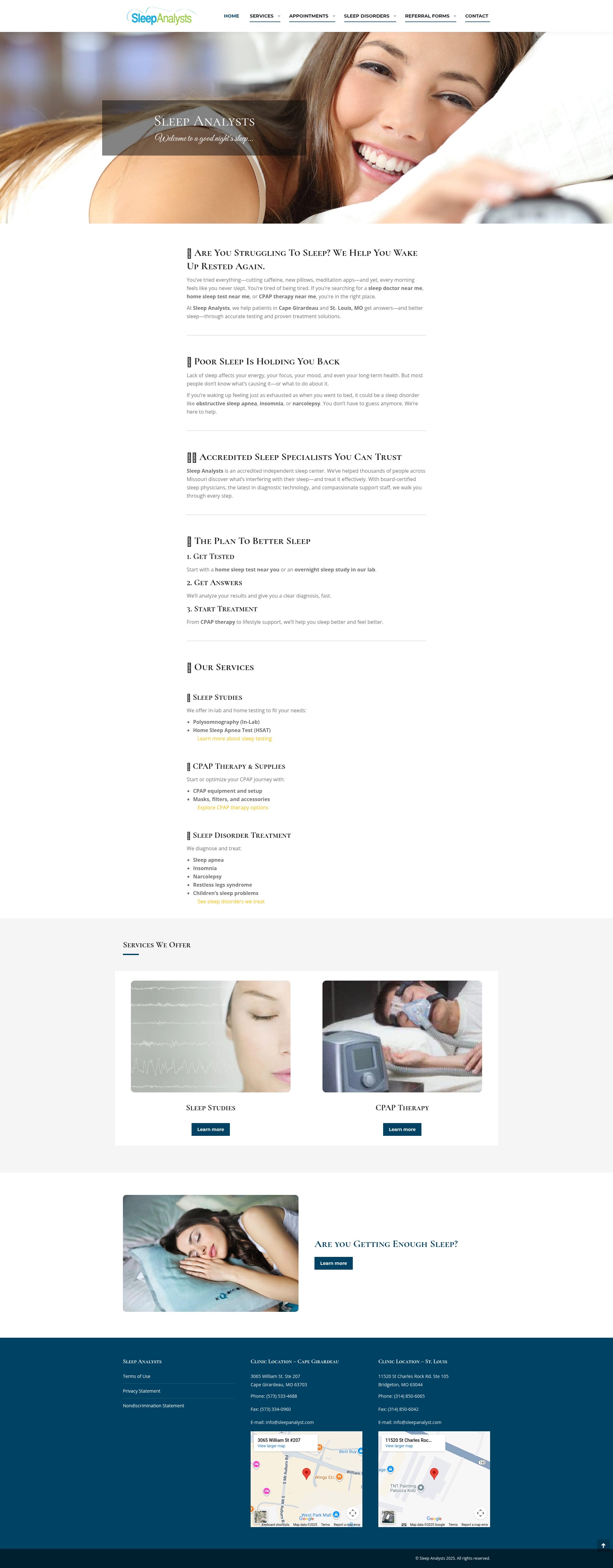 Screenshot of sleepanalyst.com