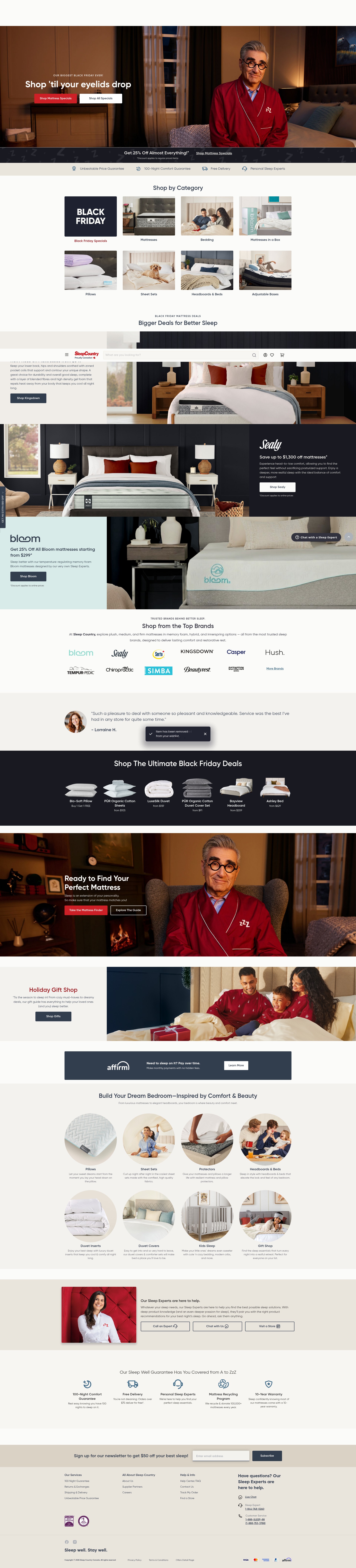 Screenshot of sleepcountry.ca