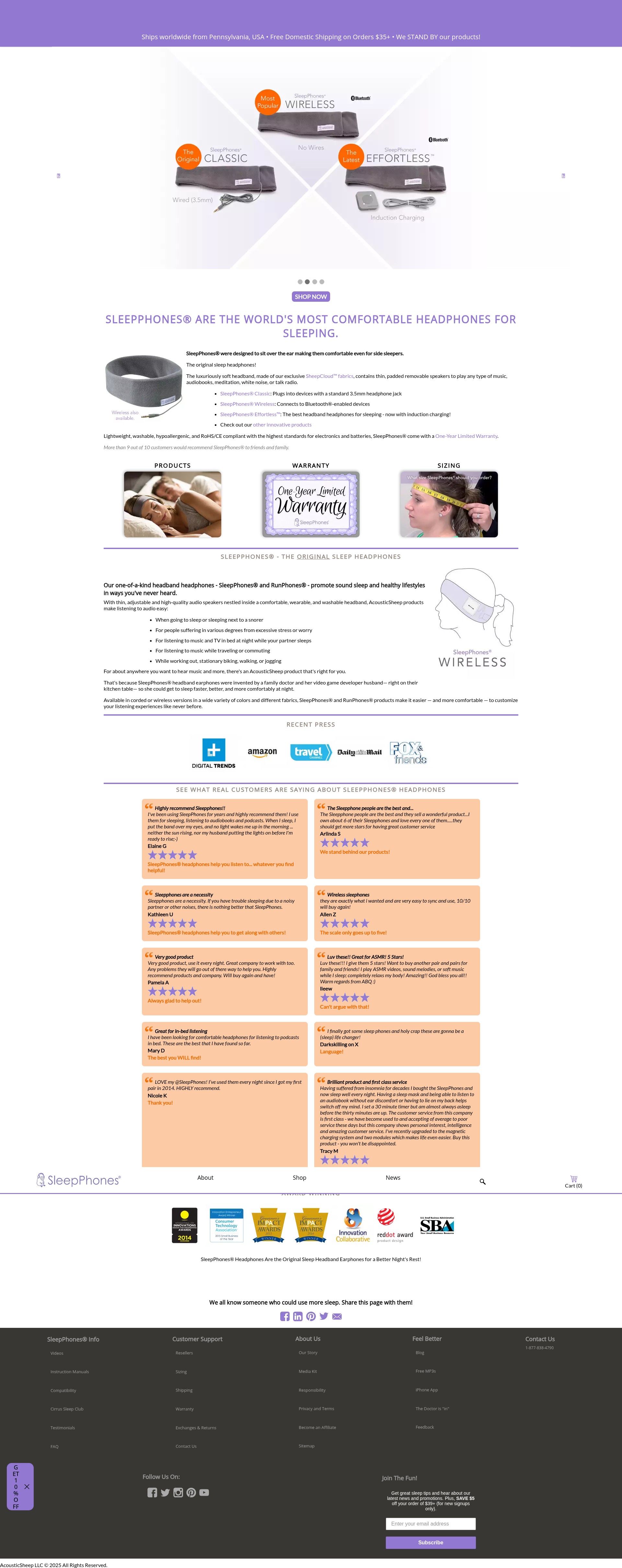 Screenshot of sleepphones.com