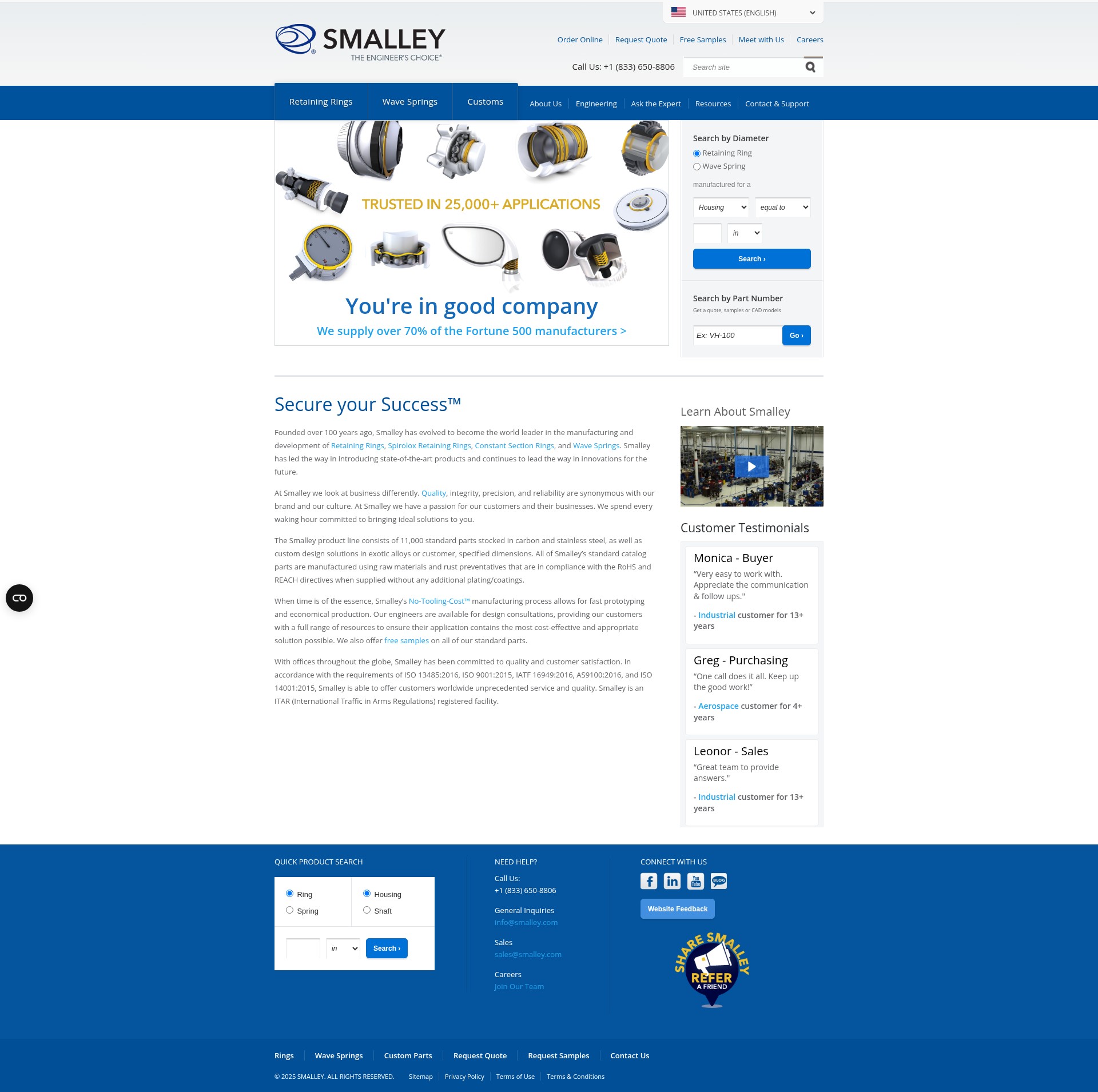Screenshot of smalley.com