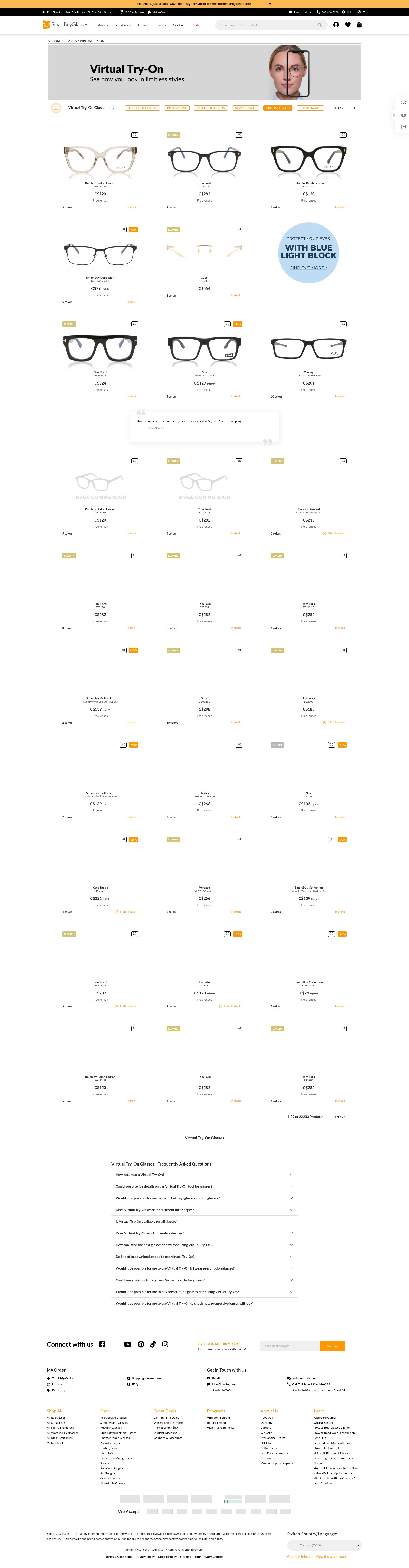 Screenshot of smartbuyglasses.ca