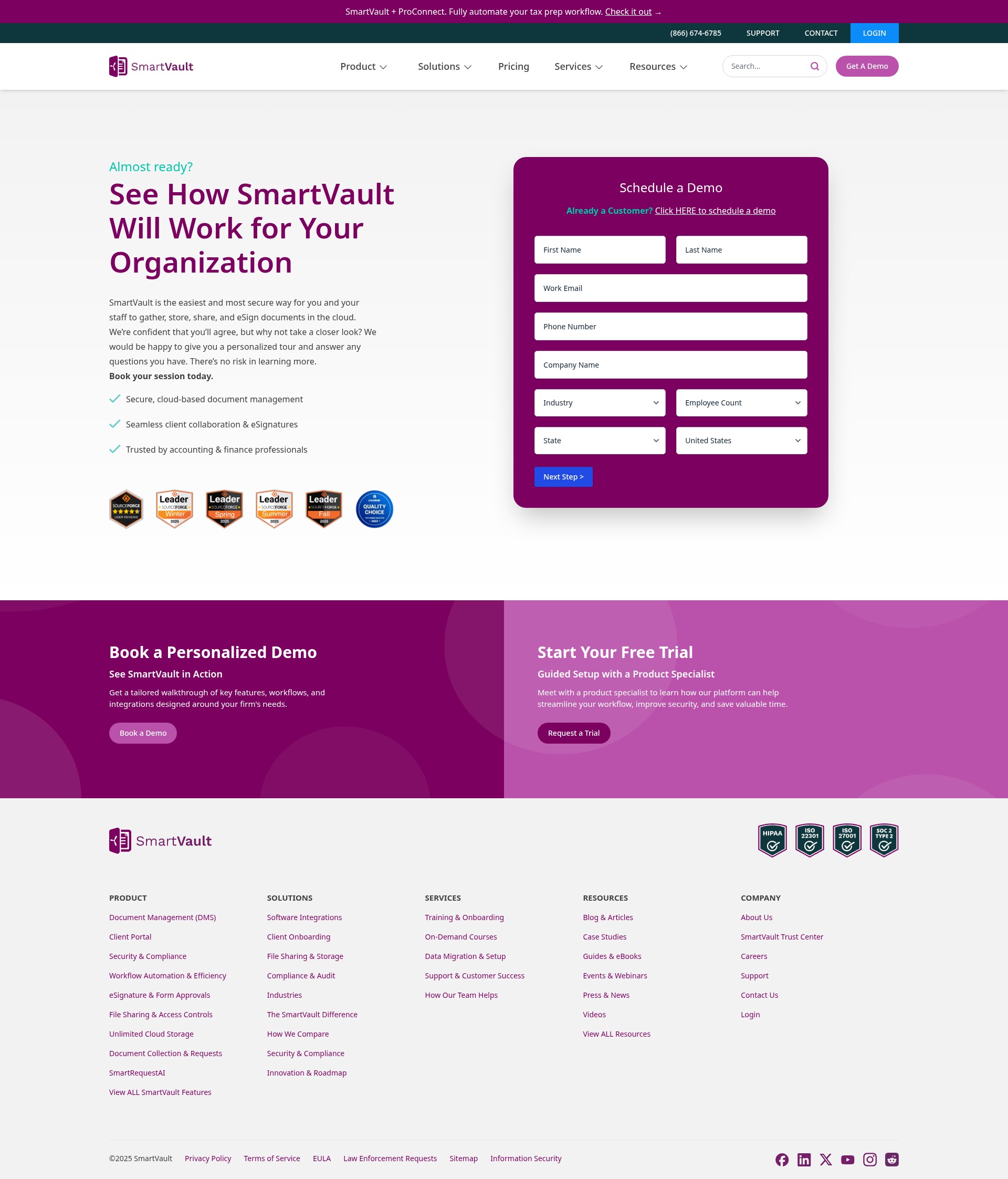 Screenshot of smartvault.com
