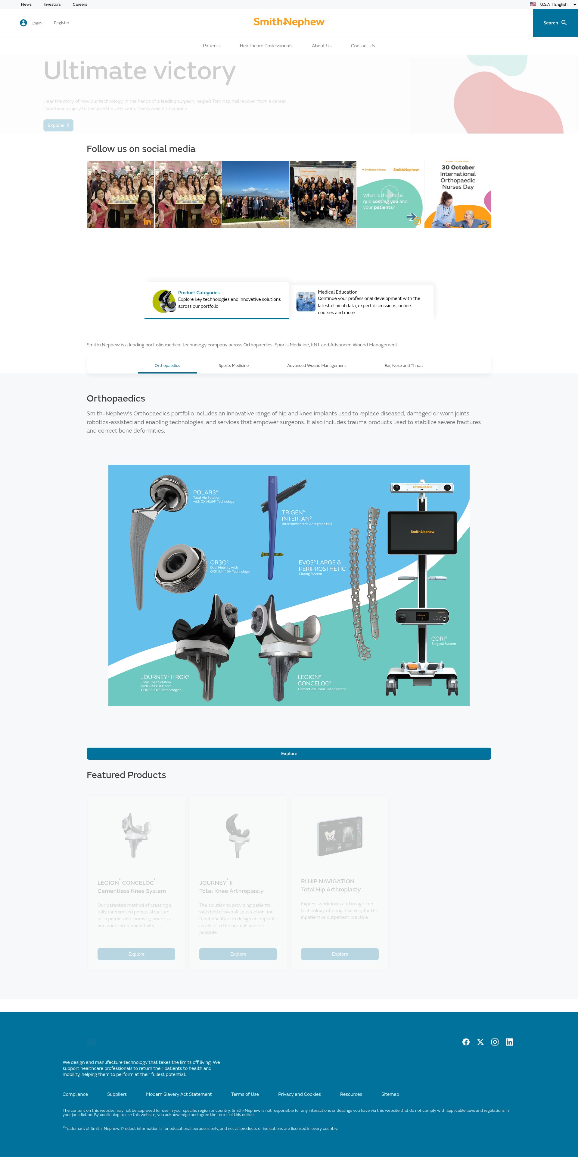 Screenshot of smith-nephew.com