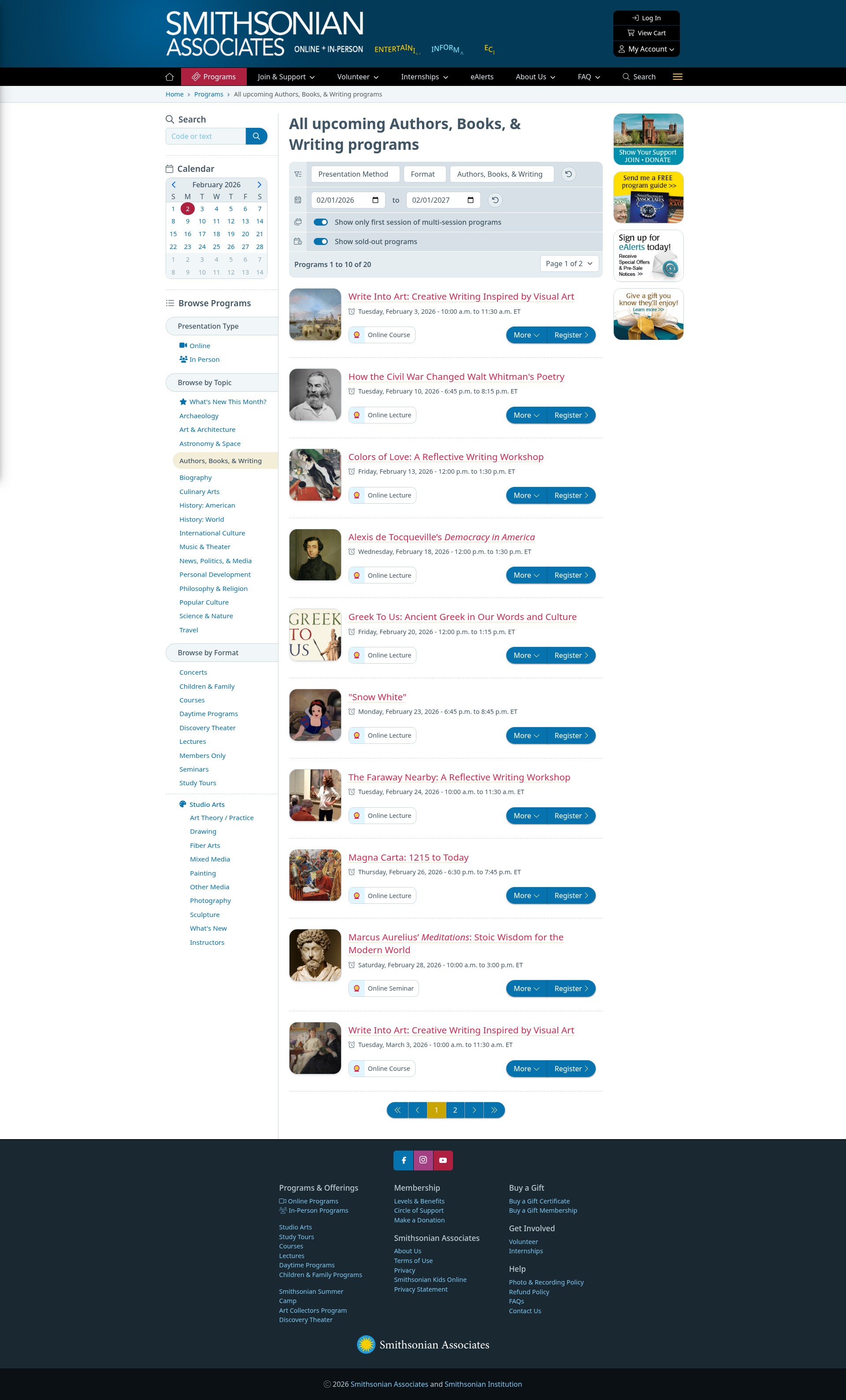 Screenshot of smithsonianassociates.org