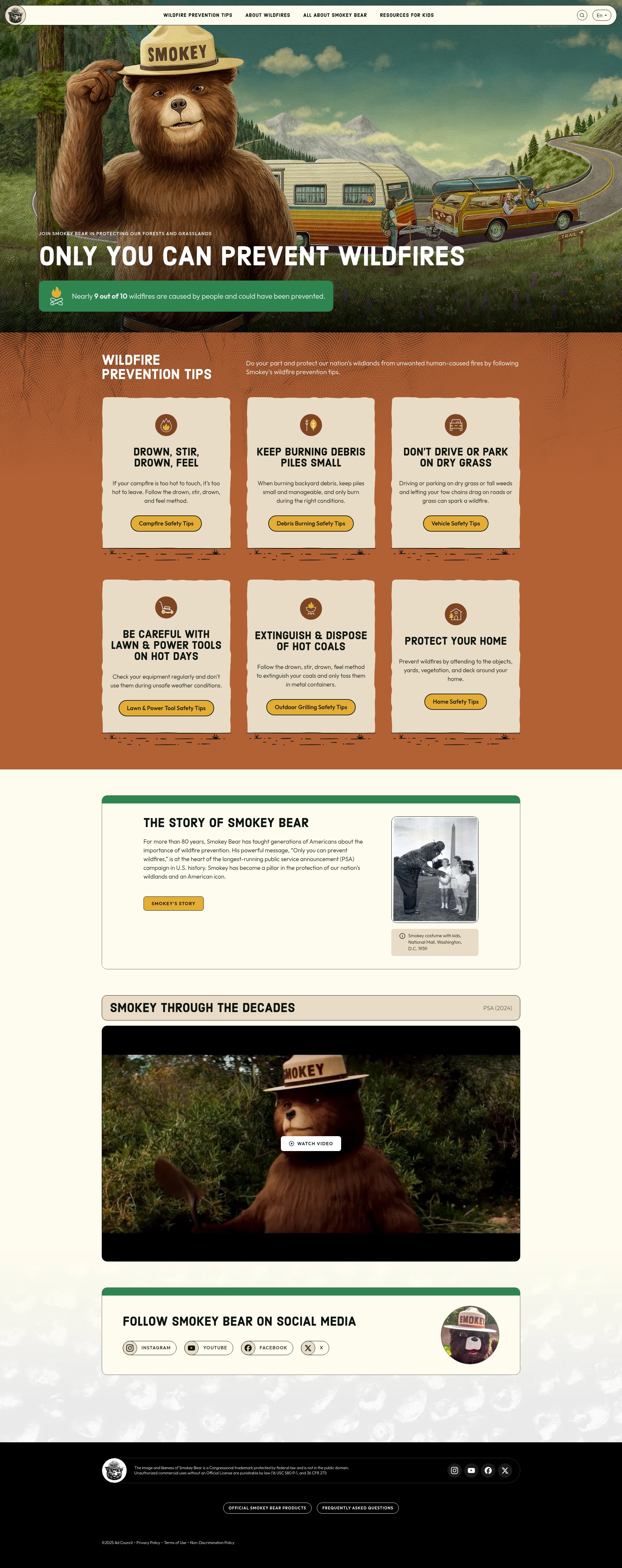 Screenshot of smokeybear.com