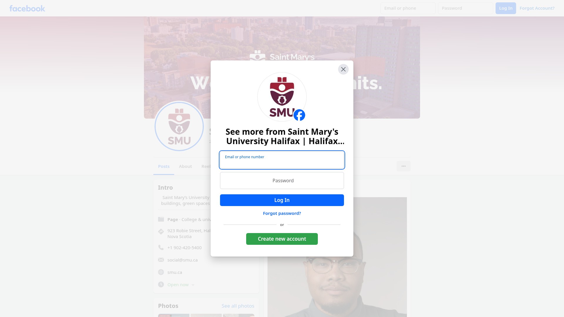 Screenshot of smu.ca