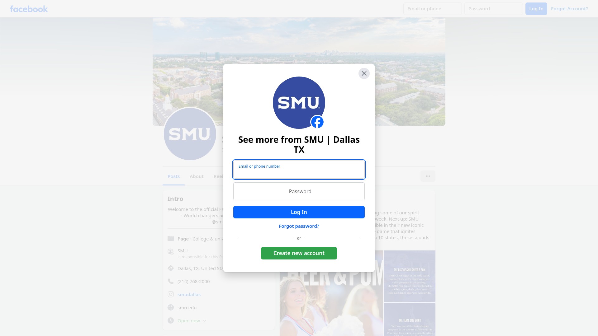 Screenshot of smu.edu