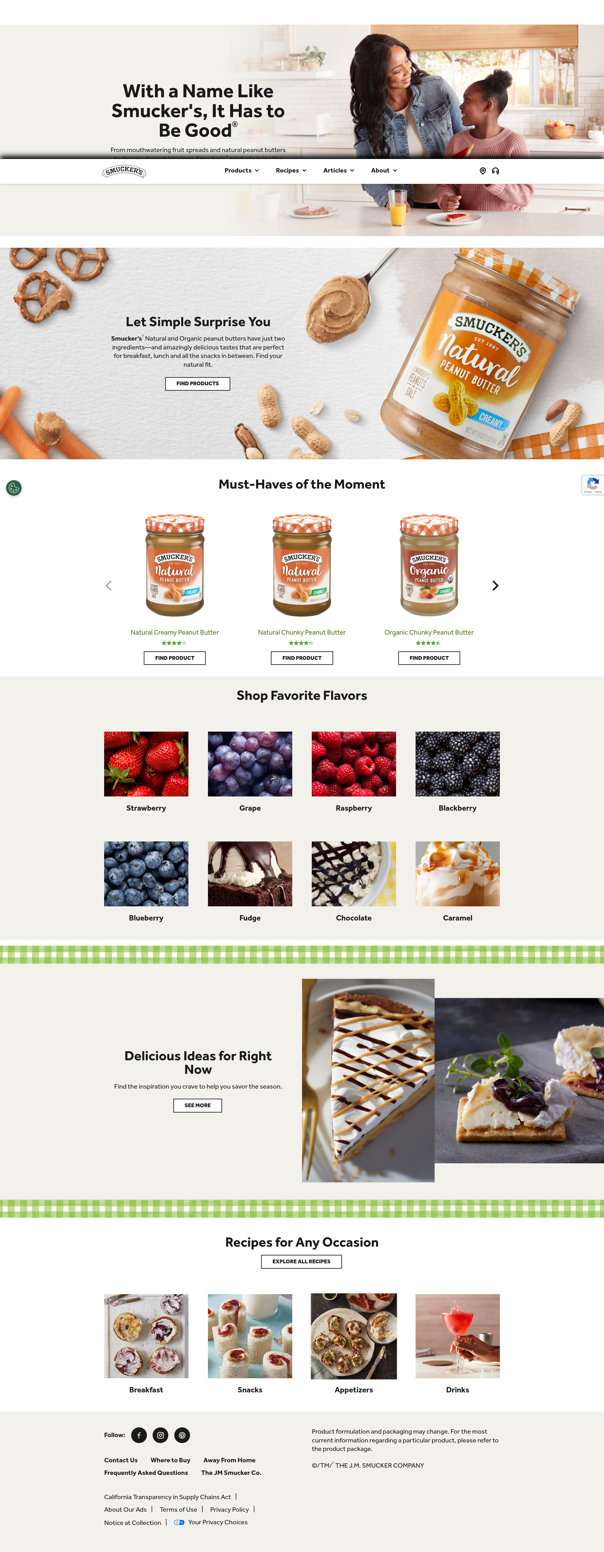 Screenshot of smuckers.com