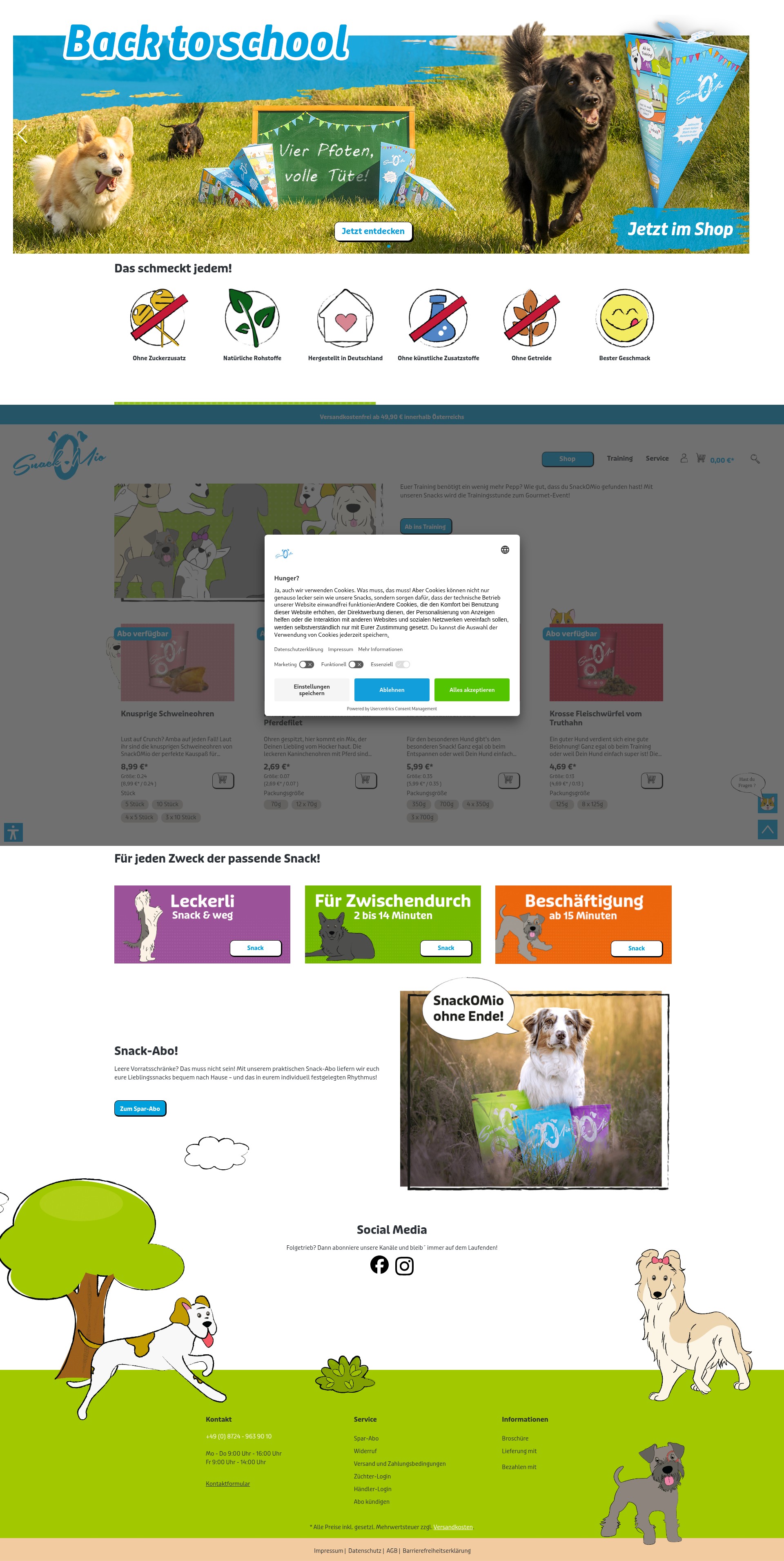 Screenshot of snackomio.de