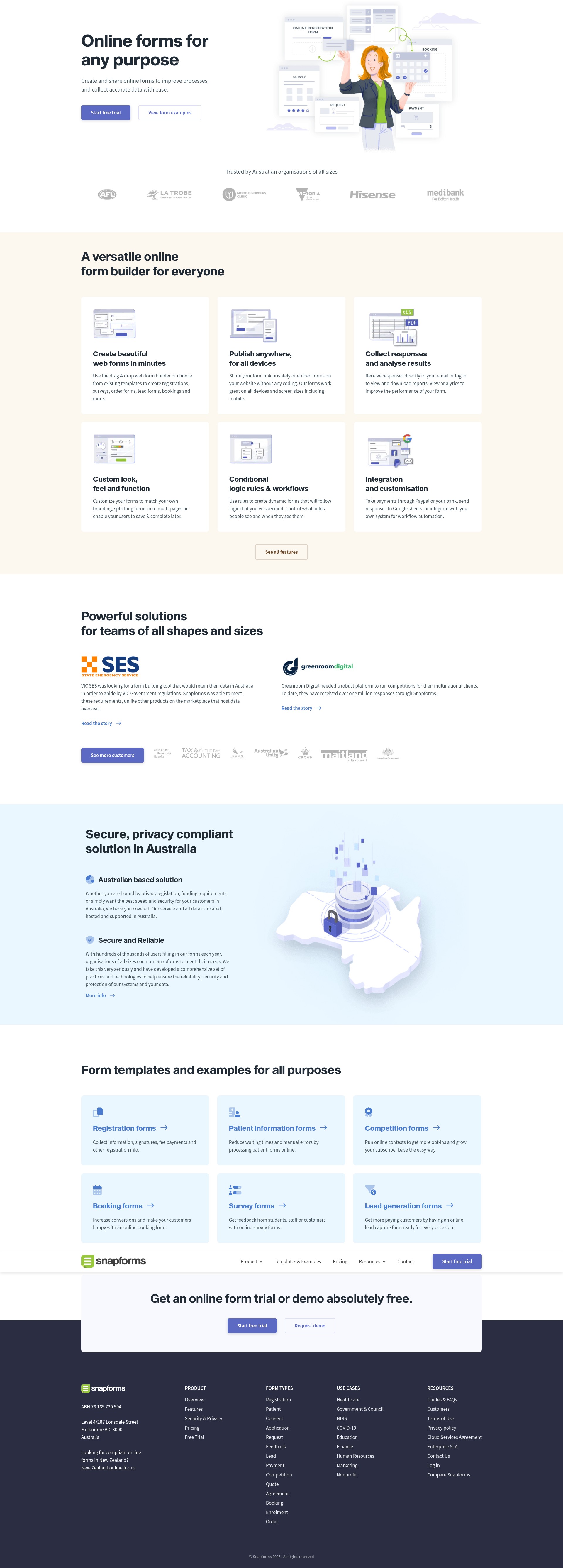 Screenshot of snapforms.com.au