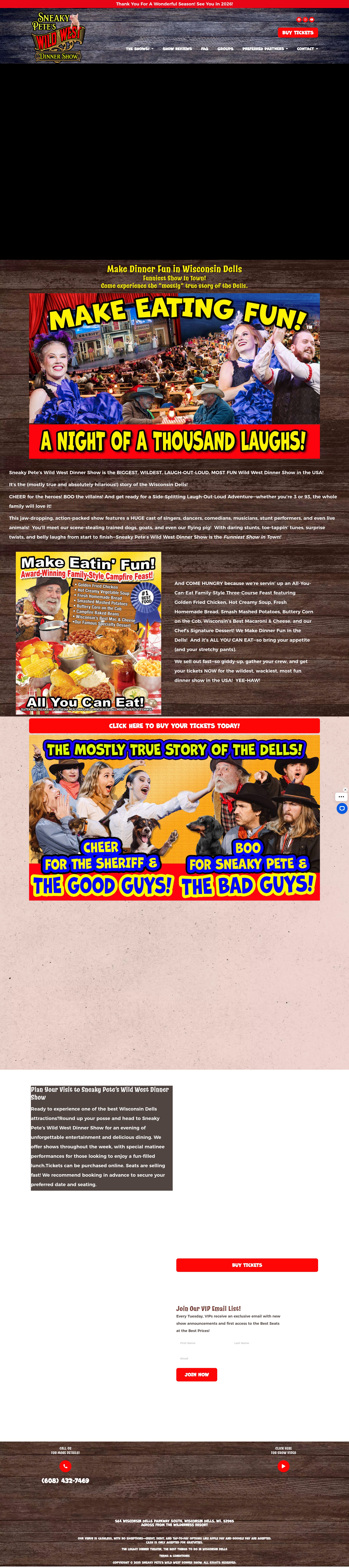 Screenshot of sneakypeteswildwestdinnershow.com