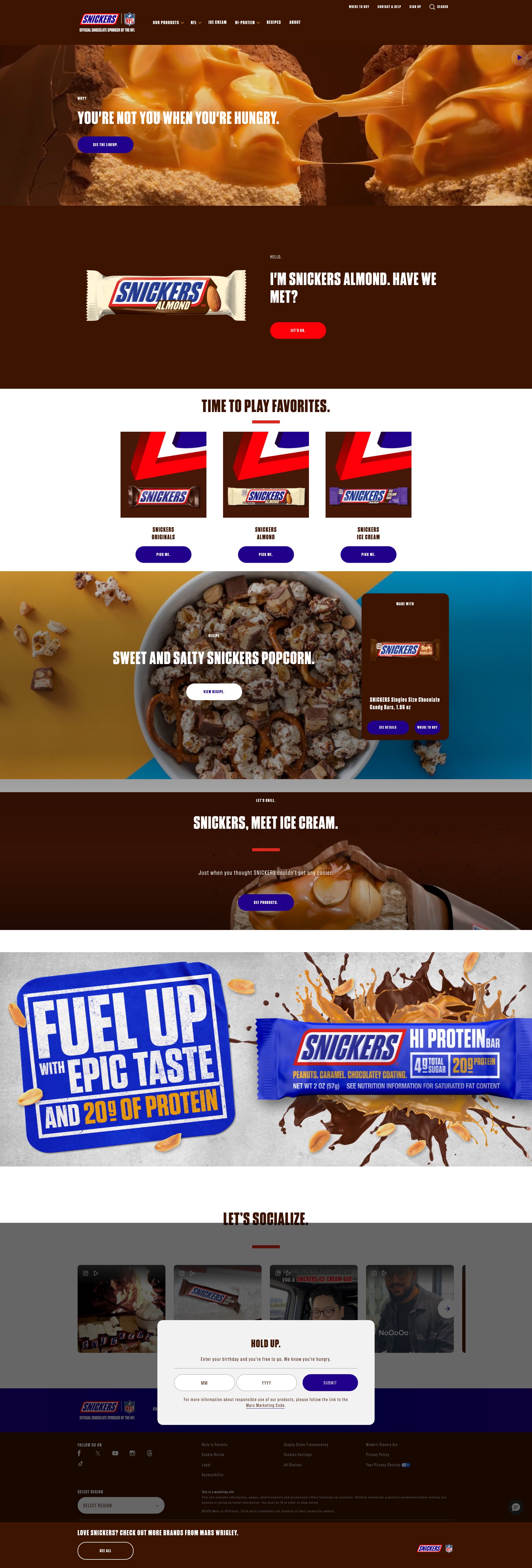Screenshot of snickers.com