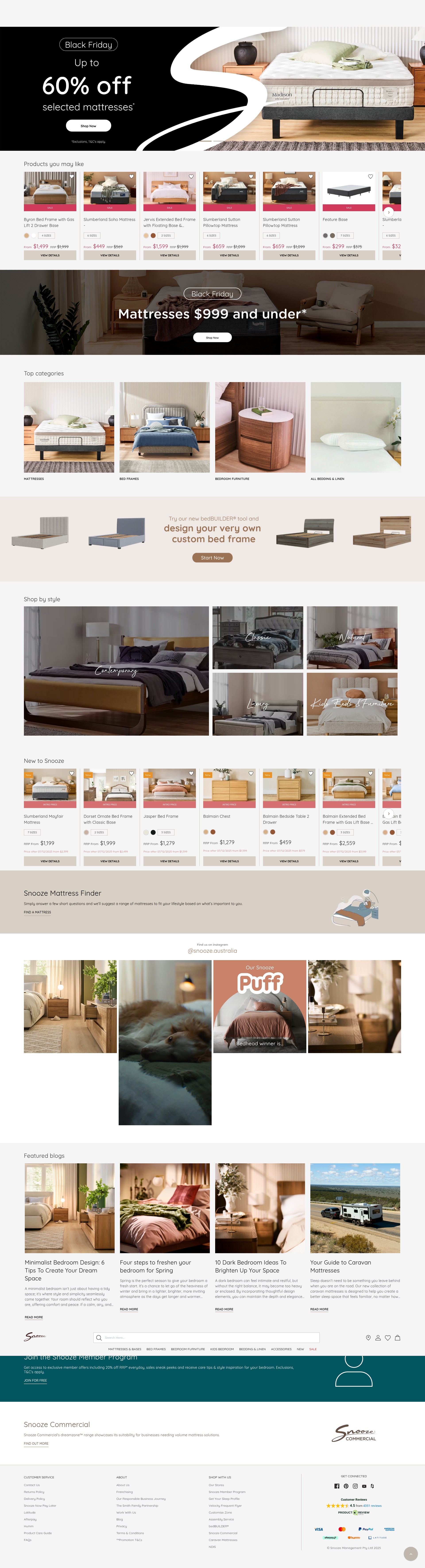 Screenshot of snooze.com.au