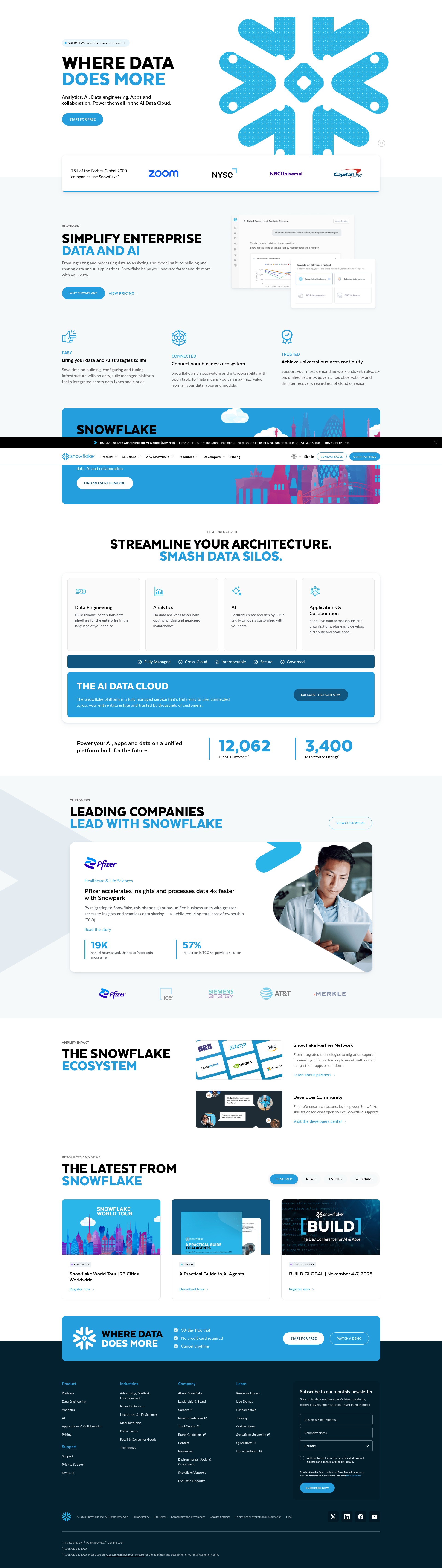 Screenshot of snowflake.com