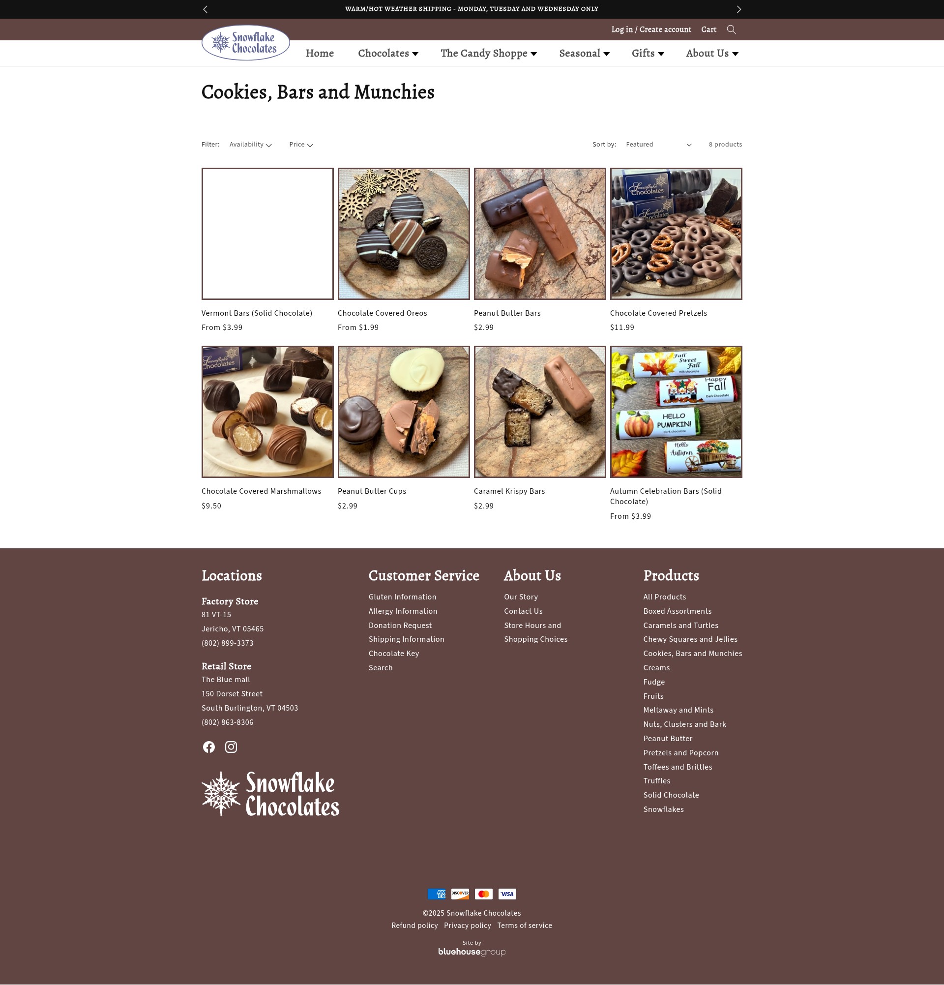 Screenshot of snowflakechocolate.com