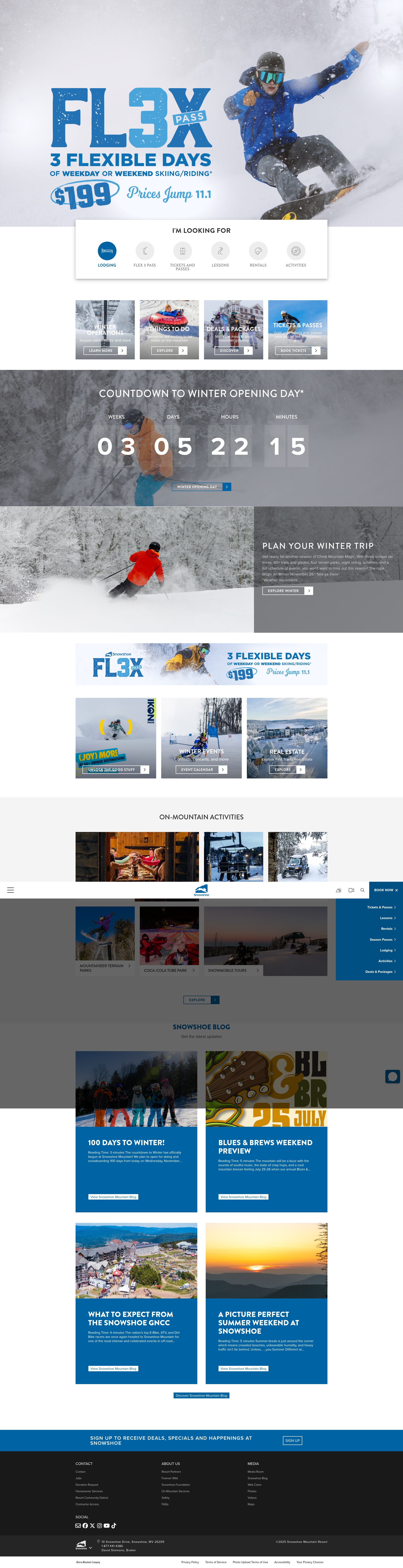 Screenshot of snowshoemtn.com